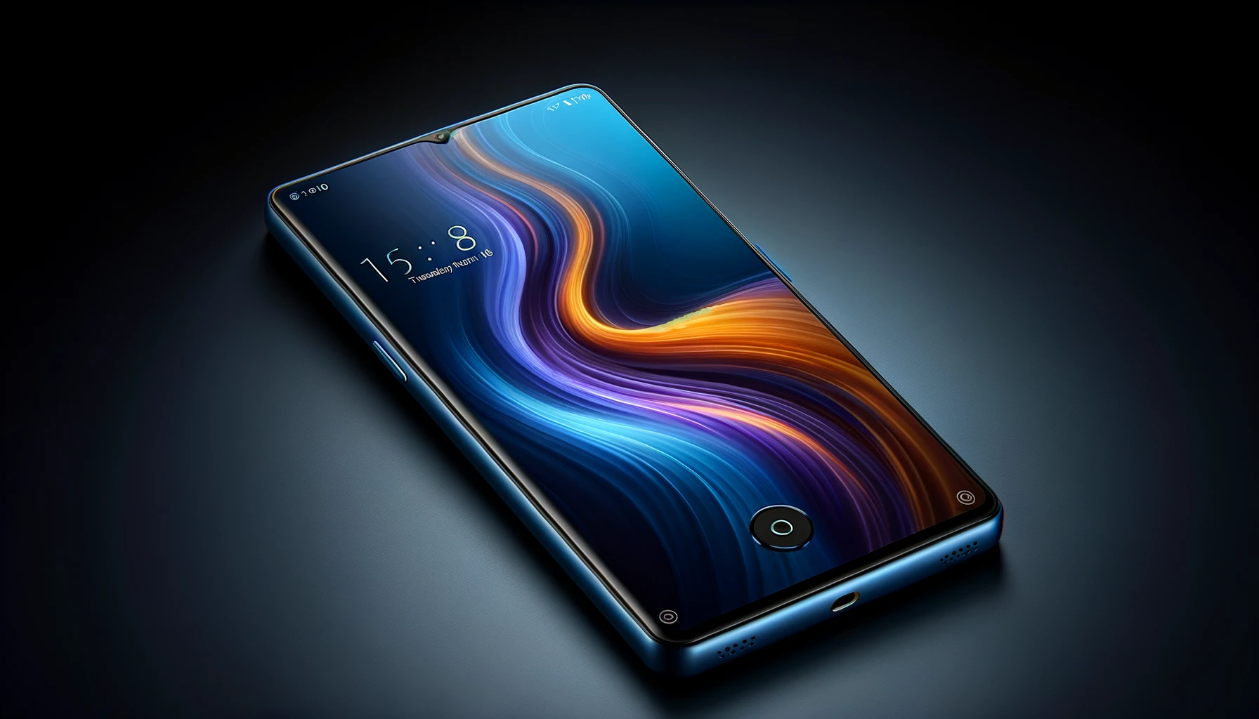 DALL·E-2024-03-18-07.33.31-A-modern-smartphone-with-a-matte-blue-finish.-It-features-two-cameras-on-the-upper-left-corner-of-its-back-with-a-flash-and-on-the-front-it-showcase