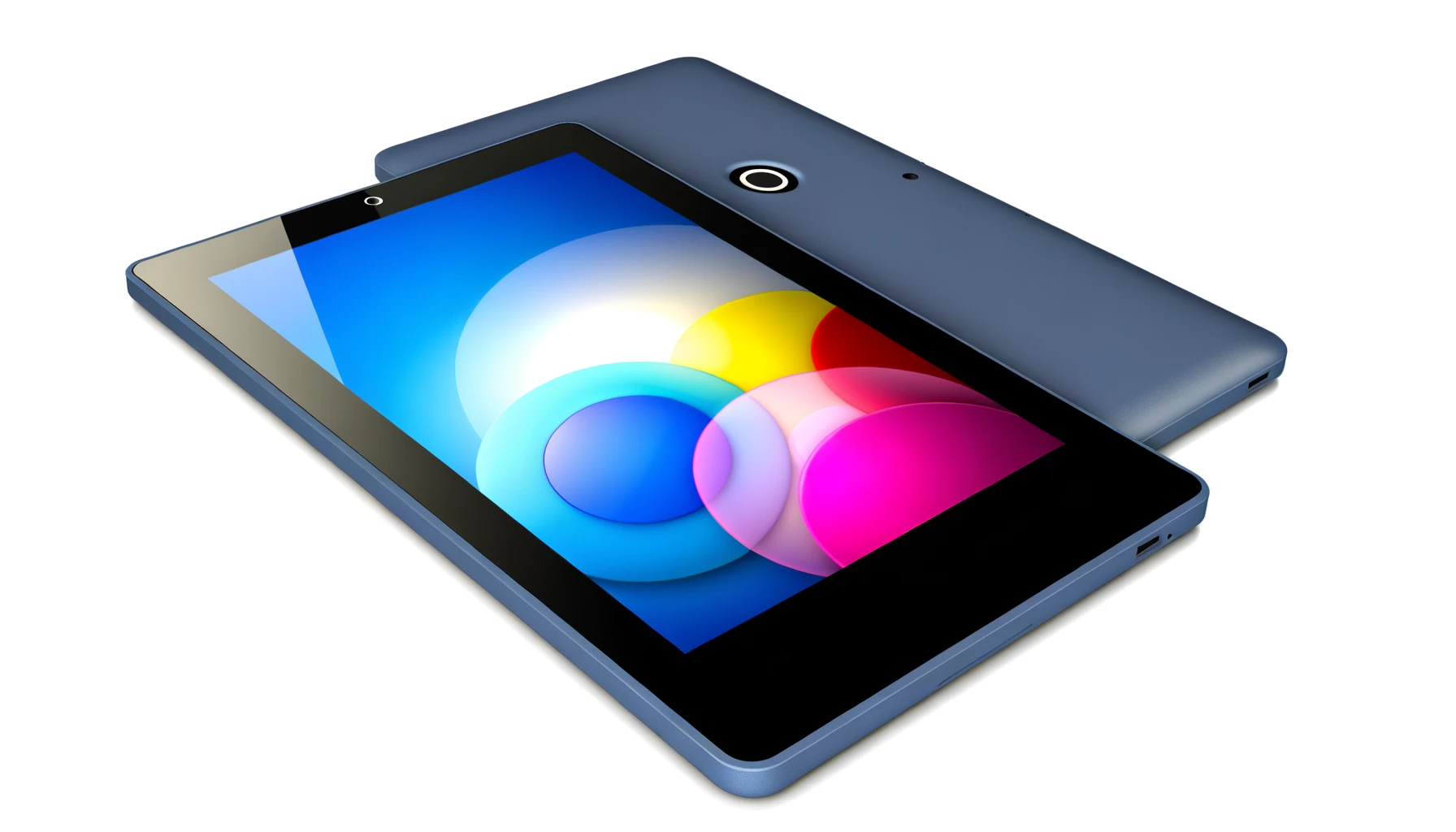 DALL·E-2024-03-18-09.43.06-A-contemporary-tablet-with-a-matte-blue-finish-and-a-single-camera-on-the-top-left-corner-of-its-back.-The-front-features-a-vibrant-display-with-a-lar