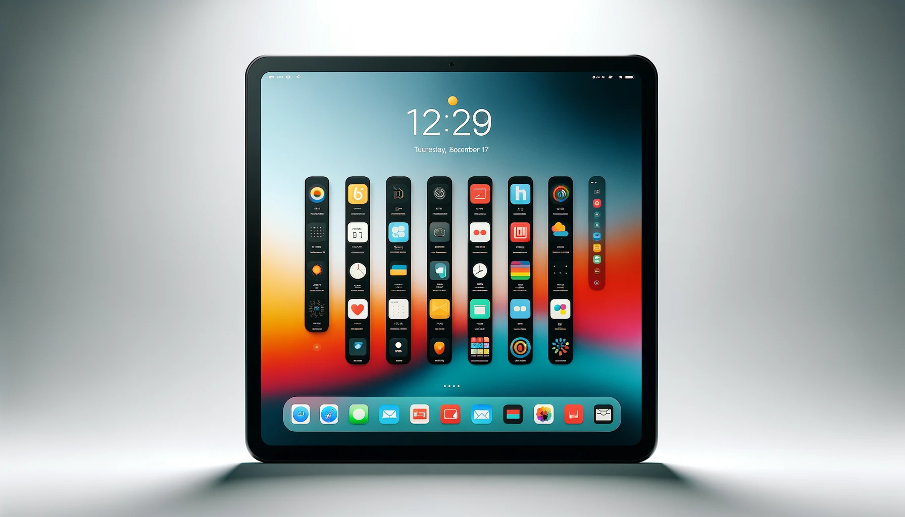 DALL·E-2024-03-18-14.40.36-A-high-definition-wide-16_9-ratio-image-of-a-modern-tablet-with-a-black-frame-displaying-a-desktop-interface-on-a-white-background.-The-screen-shows-