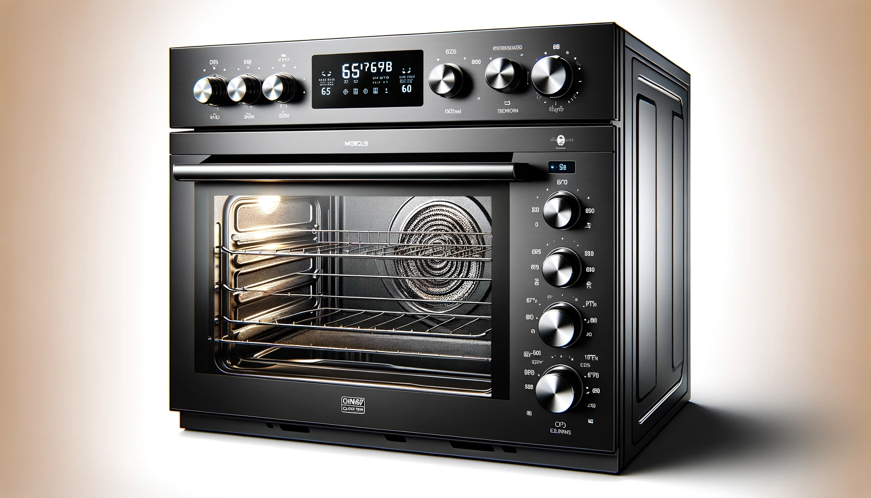 DALL·E-2024-03-19-14.44.38-Image-of-a-multifunction-built-in-oven-with-pyrolytic-cleaning-model-FCM676B-on-a-white-background.-The-oven-has-a-large-capacity-of-65-liters-and