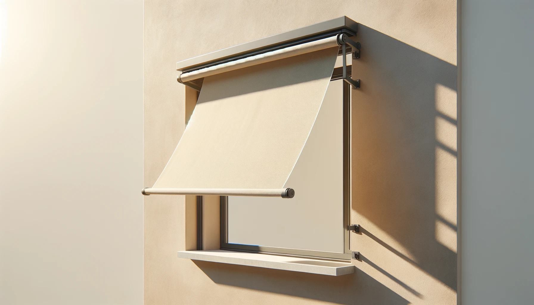 DALL·E-2024-03-21-12.09.13-A-high-resolution-16_9-aspect-ratio-image-of-an-elegant-window-awning-in-a-minimalist-design.-The-awning-should-have-a-smooth-cream-colored-fabric-t