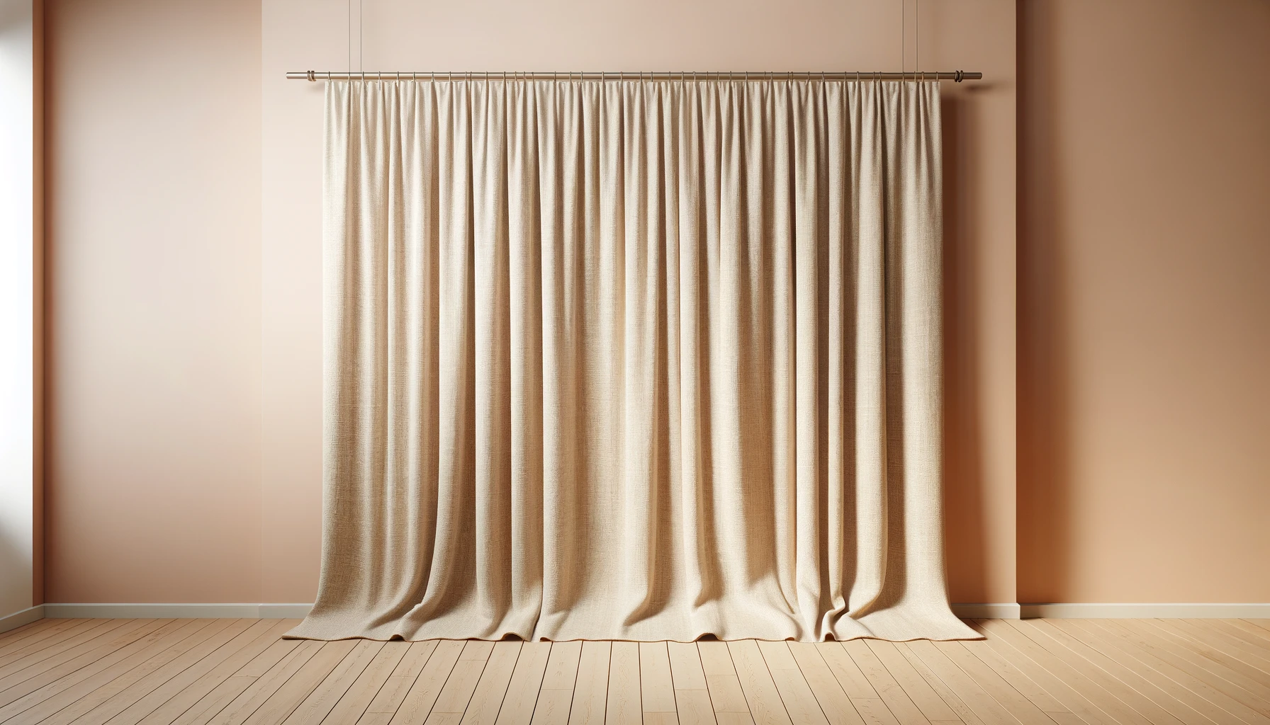 DALL·E-2024-03-21-17.07.07-Create-a-photorealistic-image-of-a-natural-fiber-curtain-hanging-from-a-curtain-rod.-The-curtain-should-have-a-textured-fabric-look-with-subtle-varia