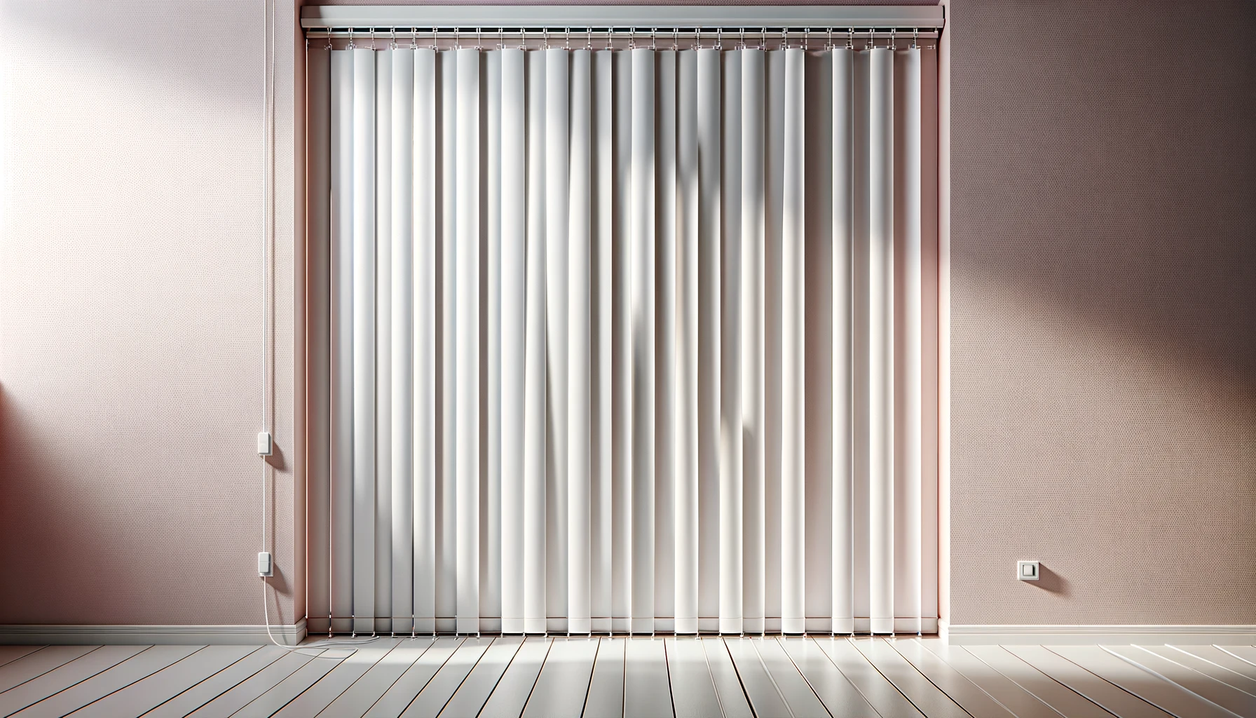 DALL·E-2024-03-22-05.31.09-A-high-definition-wide-angle-photograph-of-white-vertical-blinds-against-a-soft-pink-wall-in-a-horizontal-layout.-The-blinds-are-evenly-spaced-with-a