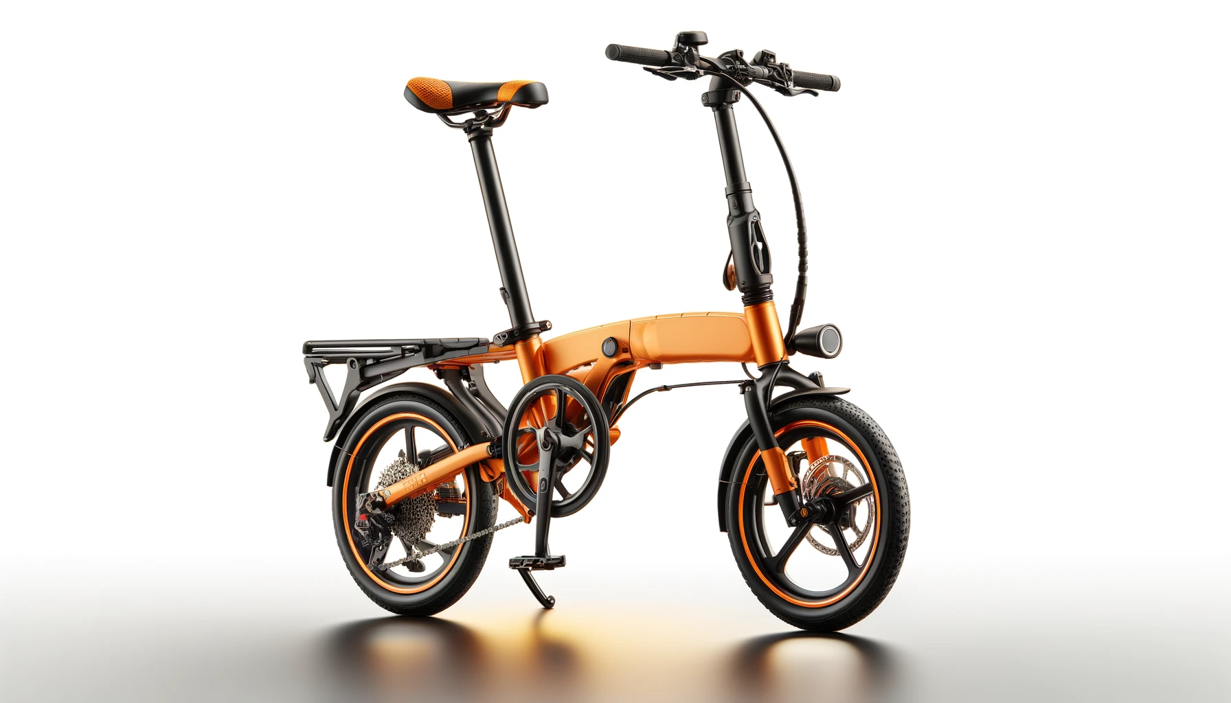 DALL·E-2024-04-08-12.27.21-A-high-resolution-image-of-a-compact-folding-electric-bike-with-an-orange-frame-and-black-accents.-The-bike-is-designed-for-urban-commuting-featuring