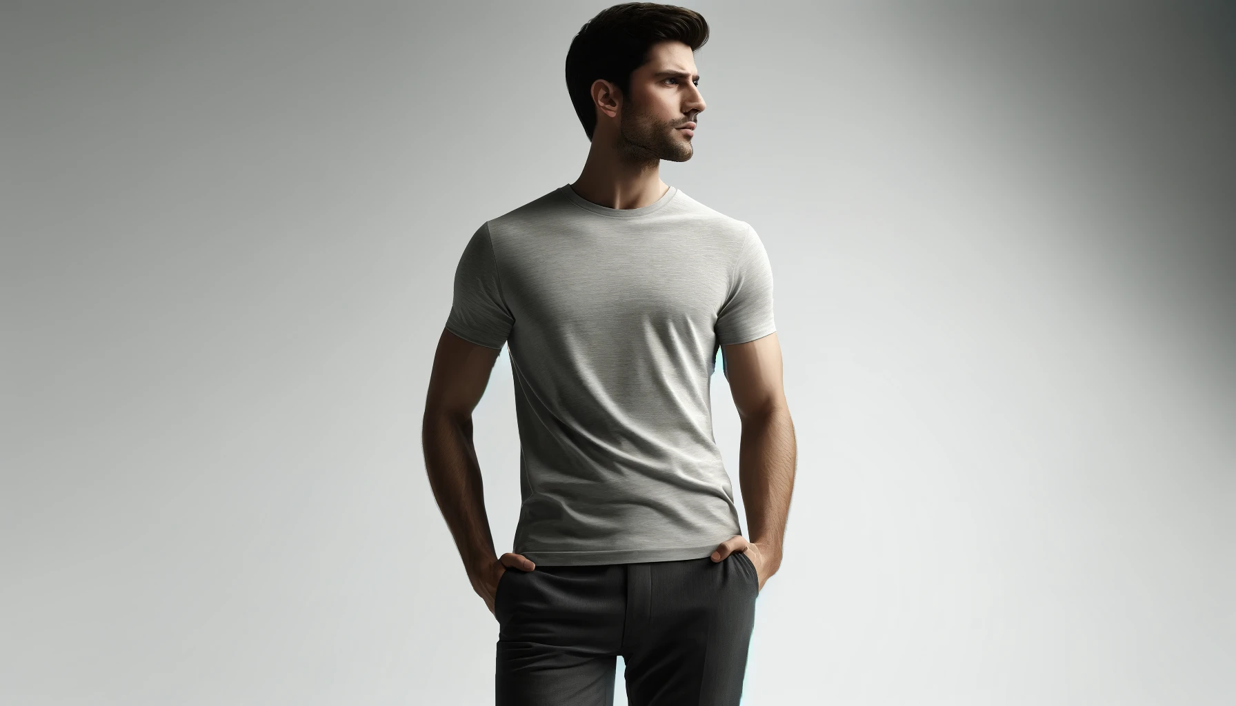 DALL·E-2024-04-09-13.21.12-Photorealistic-image-of-a-man-standing-with-his-hands-on-his-hips-against-a-white-background.-The-man-is-wearing-a-light-grey-crew-neck-t-shirt-and-da