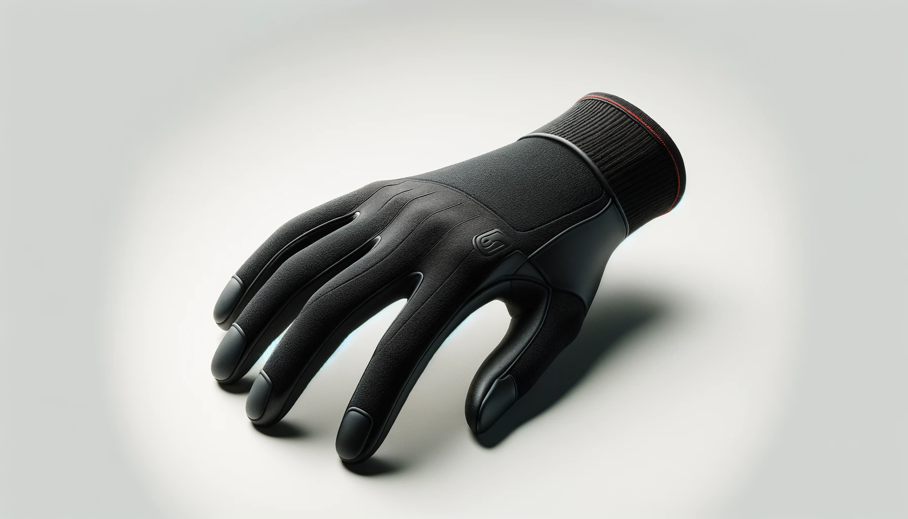 DALL·E-2024-04-10-07.07.59-A-studio-photograph-of-a-single-black-glove-displayed-against-a-white-background.-The-glove-appears-to-be-made-of-a-flexible-material-suitable-for-sp