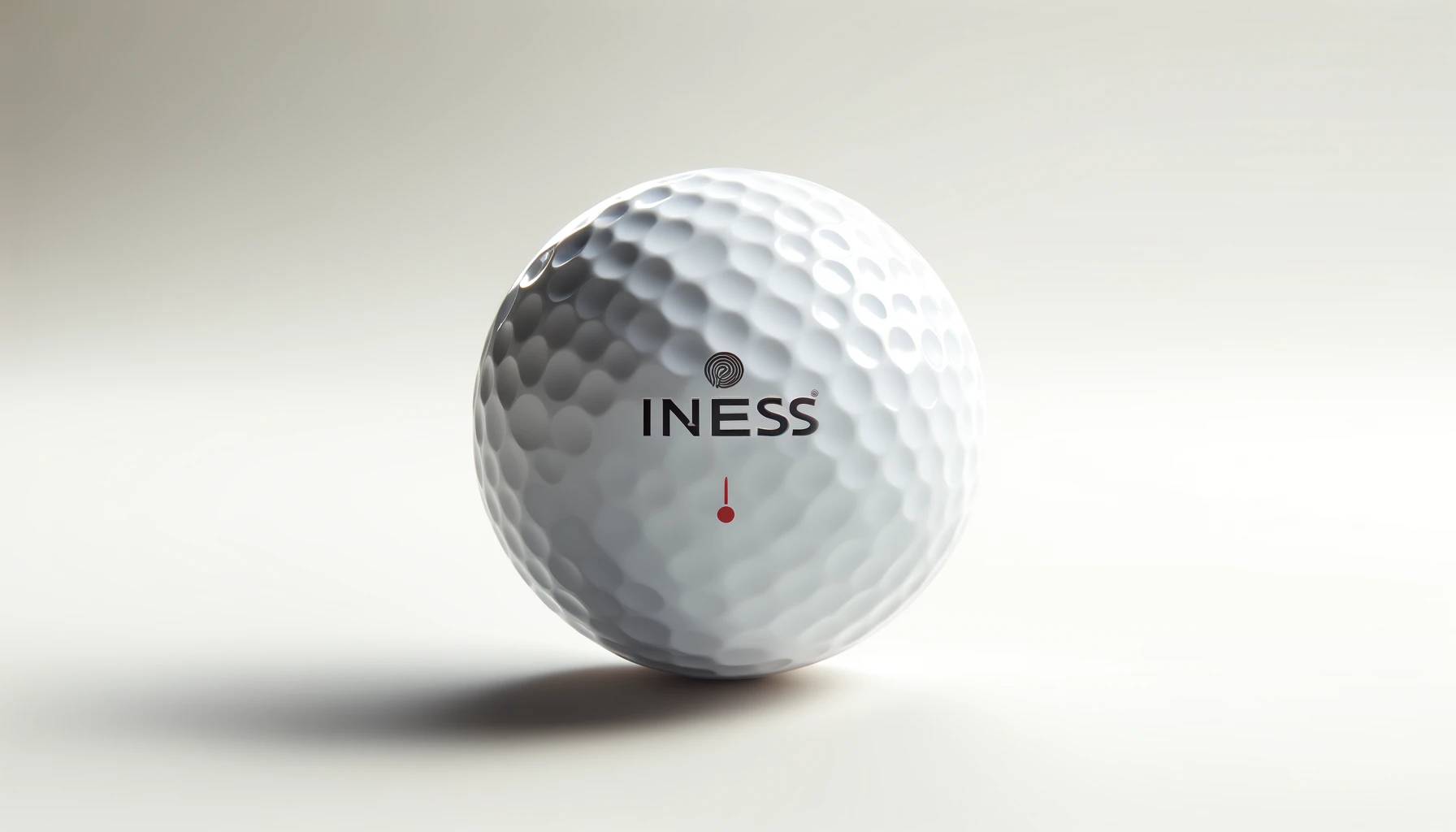 DALL·E-2024-04-10-08.51.14-A-studio-photograph-of-a-white-golf-ball-on-a-seamless-white-background.-The-golf-ball-is-marked-with-the-logo-INESIS-in-black-letters-and-a-red-lin