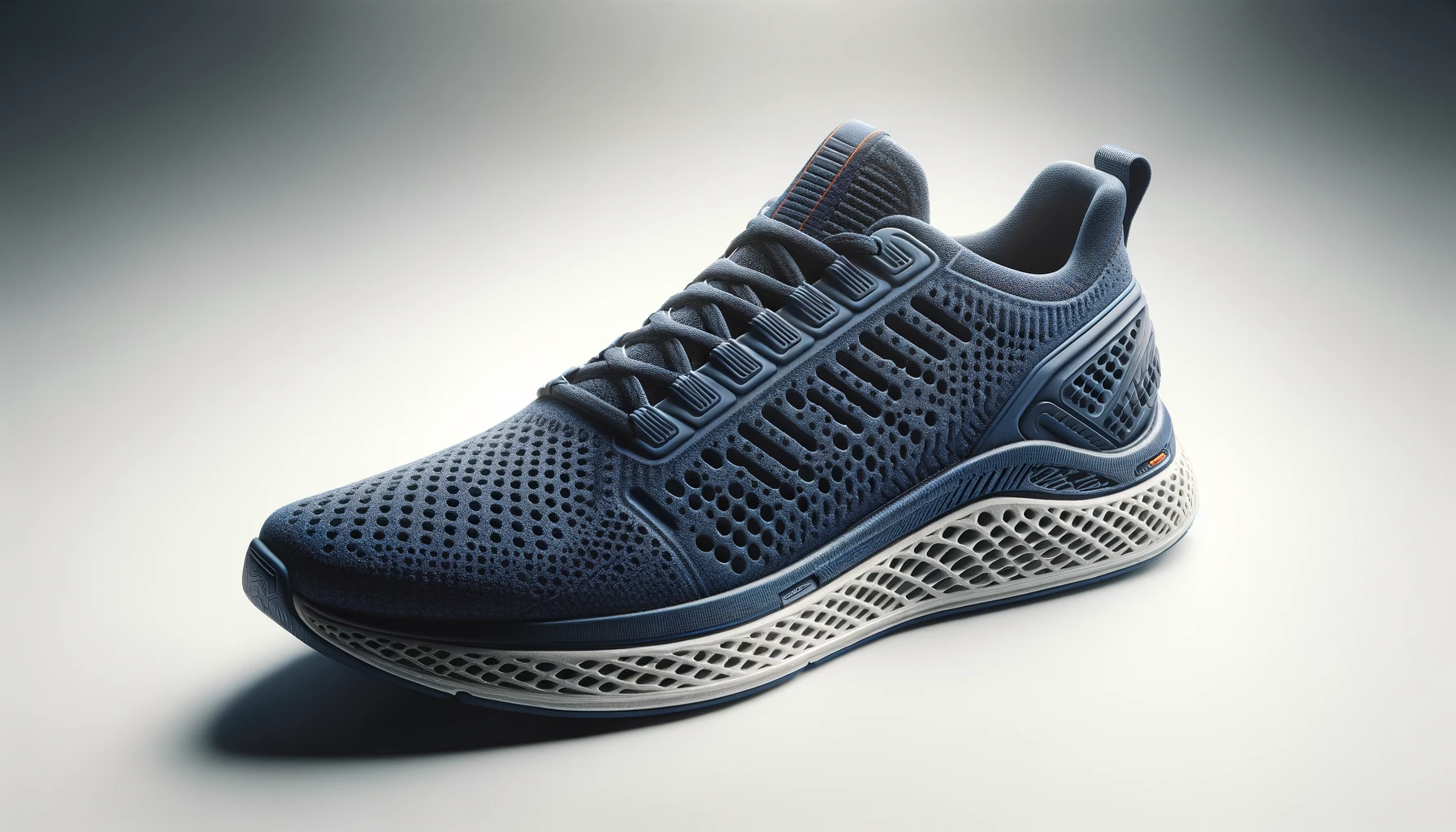 DALL·E-2024-04-10-15.32.49-A-highly-detailed-close-up-image-of-a-modern-running-shoe-on-a-white-background.-The-shoe-is-navy-blue-with-a-textured-design-featuring-small-breatha