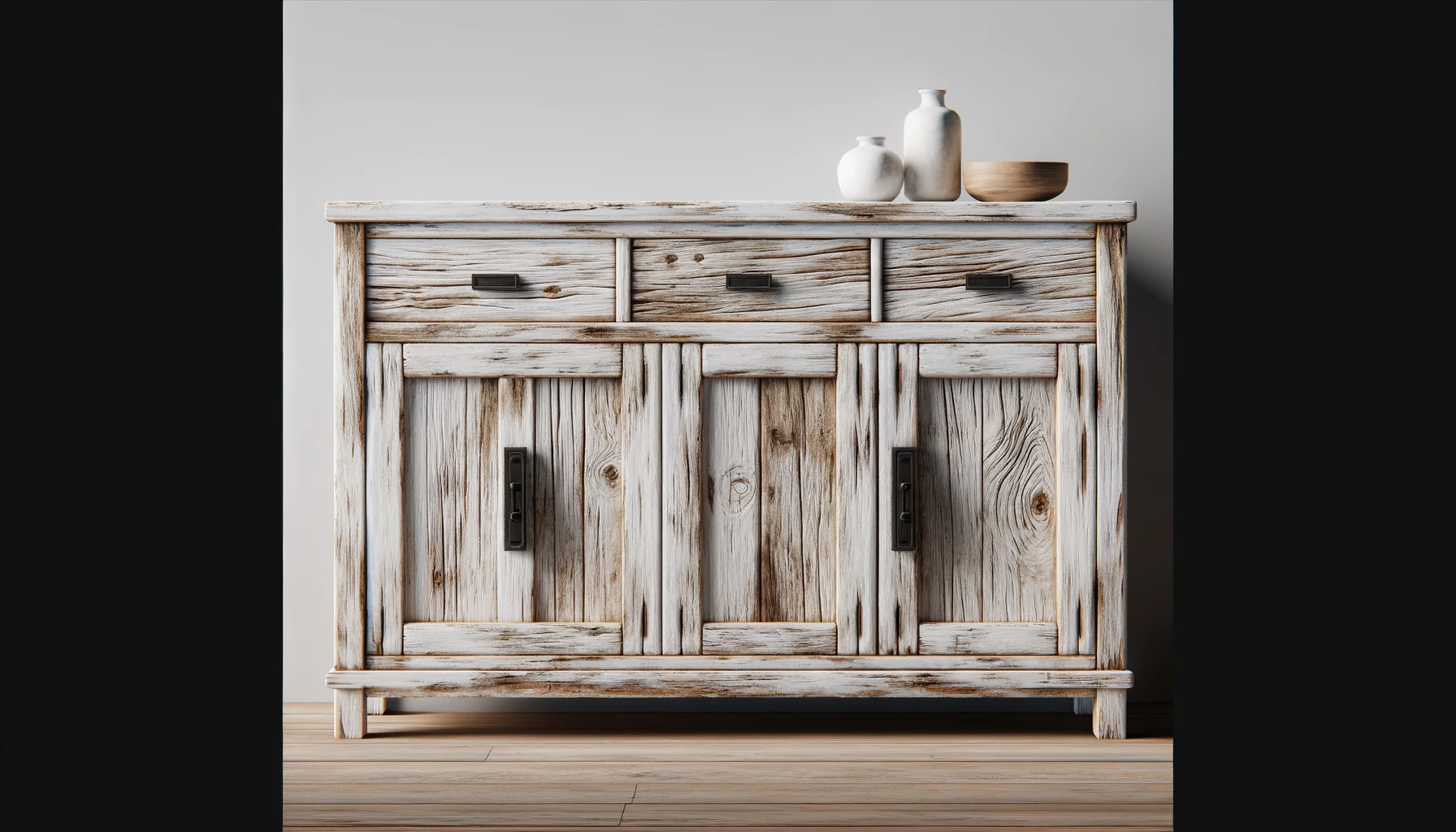 DALL·E-2024-04-11-11.52.07-Create-a-high-quality-detailed-image-of-a-white-solid-mango-wood-buffet.-The-design-should-be-rustic-with-visible-wood-grain-textures-and-a-slightly