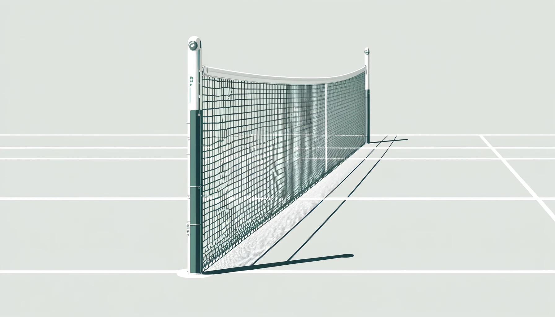 DALL·E-2024-04-12-11.34.45-A-schematic-side-view-of-a-tennis-net-on-a-court.-The-net-is-tightly-strung-and-attached-to-two-metal-posts-on-either-side.-The-top-of-the-net-is-cove