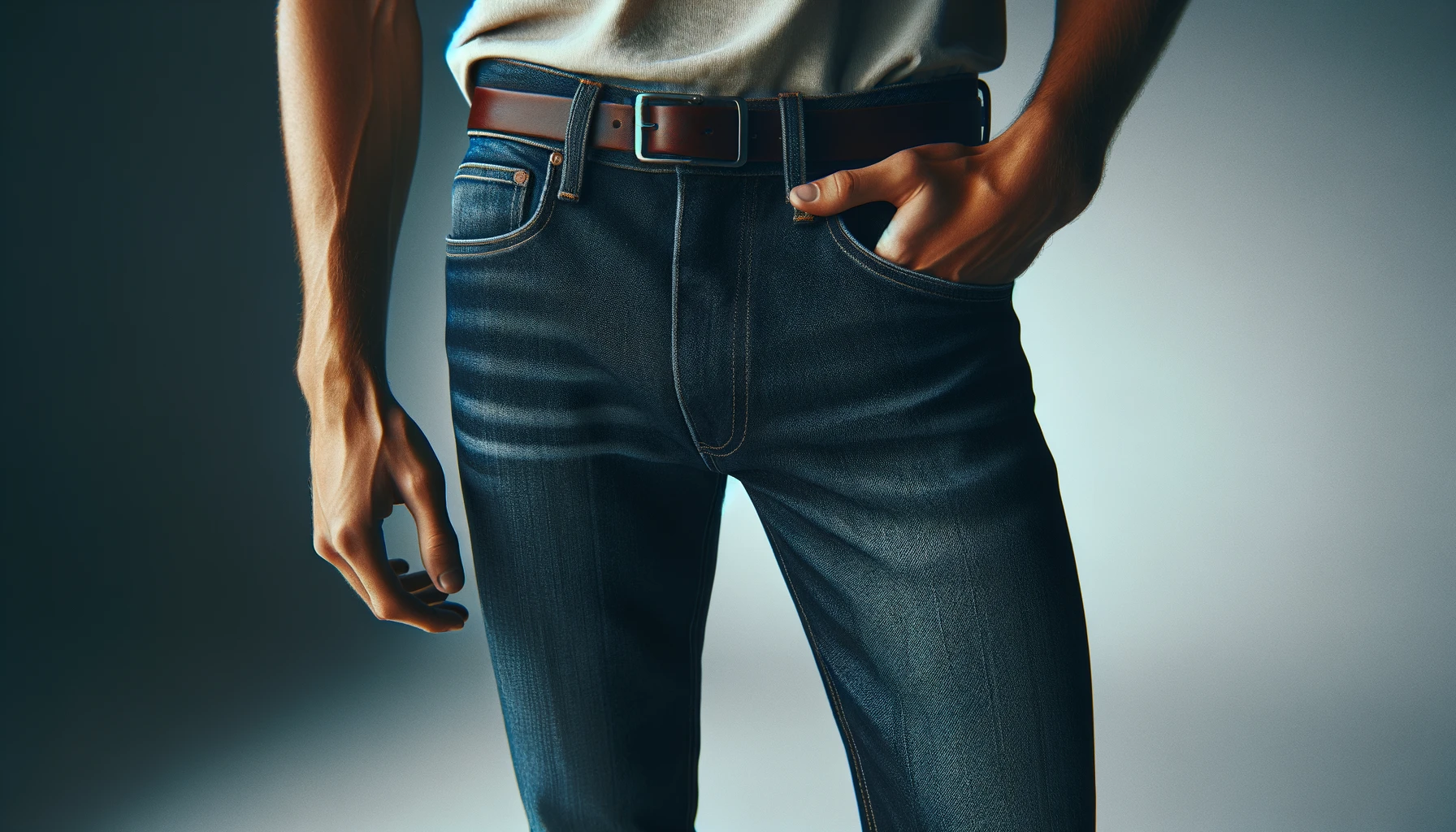 DALL·E-2024-04-19-08.56.03-Create-a-realistic-image-of-a-person-standing-up-wearing-classic-blue-jeans.-The-jeans-are-well-fitted-dark-blue-with-a-slight-fade-on-the-thighs-a