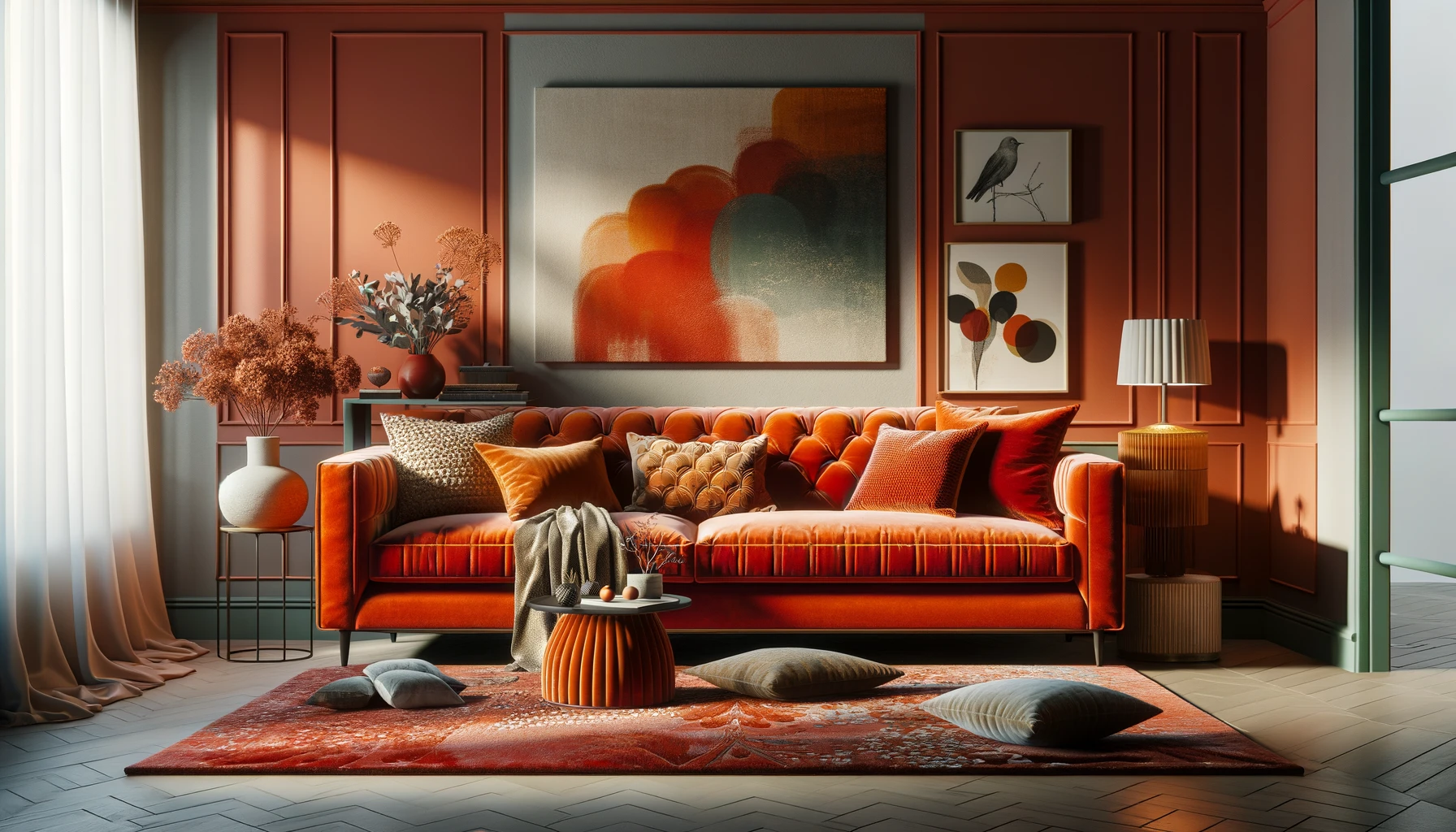 DALL·E-2024-04-19-10.36.59-Create-an-image-of-a-vibrant-and-cozy-living-room-setting-with-a-bold-terracotta-sofa-as-the-centerpiece.-The-sofa-should-have-a-plush-velvet-fabric-w