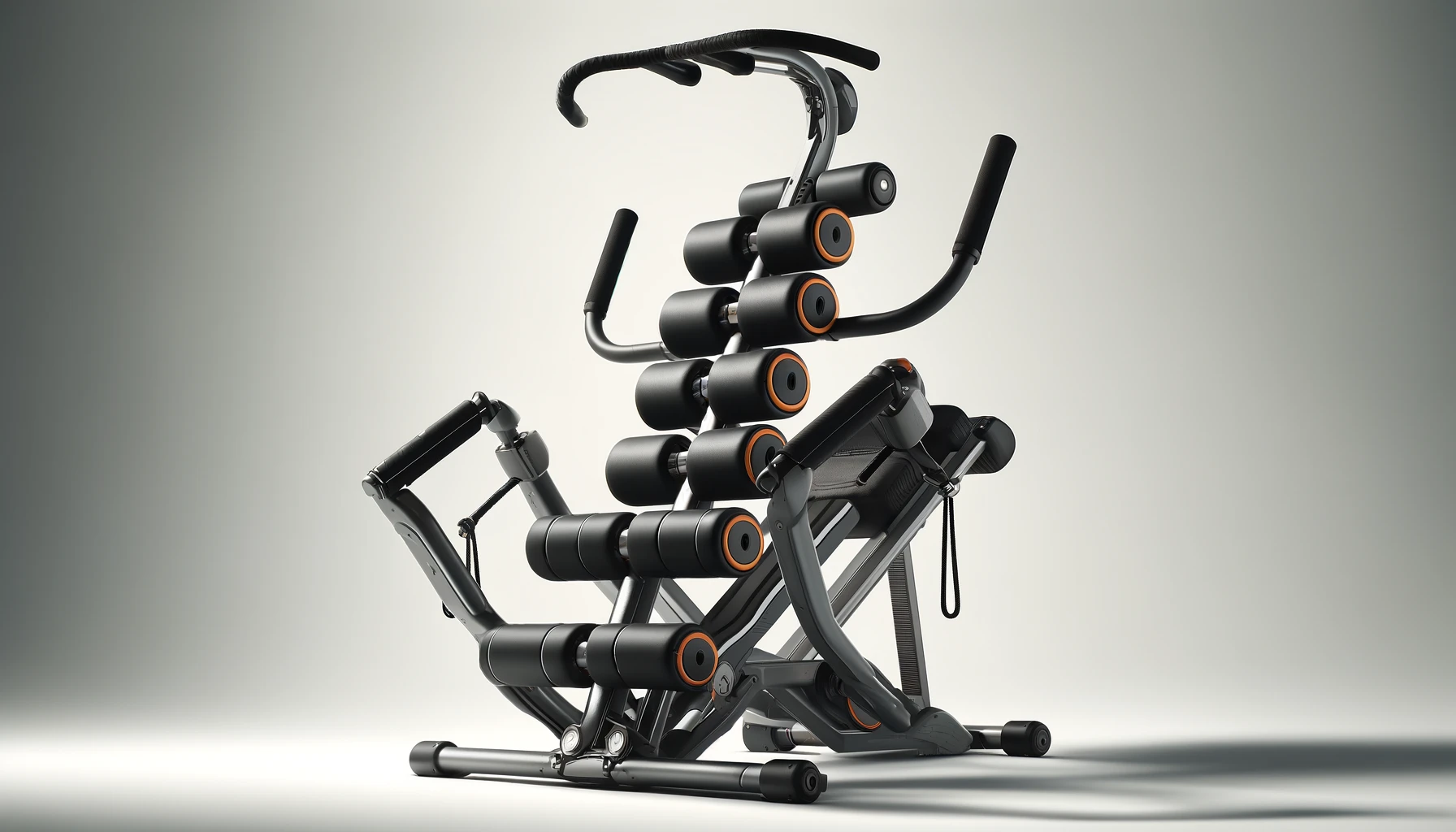 DALL·E-2024-04-19-16.53.24-An-L-shaped-abdominal-exercise-machine-with-a-robust-metallic-frame.-The-central-part-of-the-machine-has-several-cylindrical-cushions-for-back-support