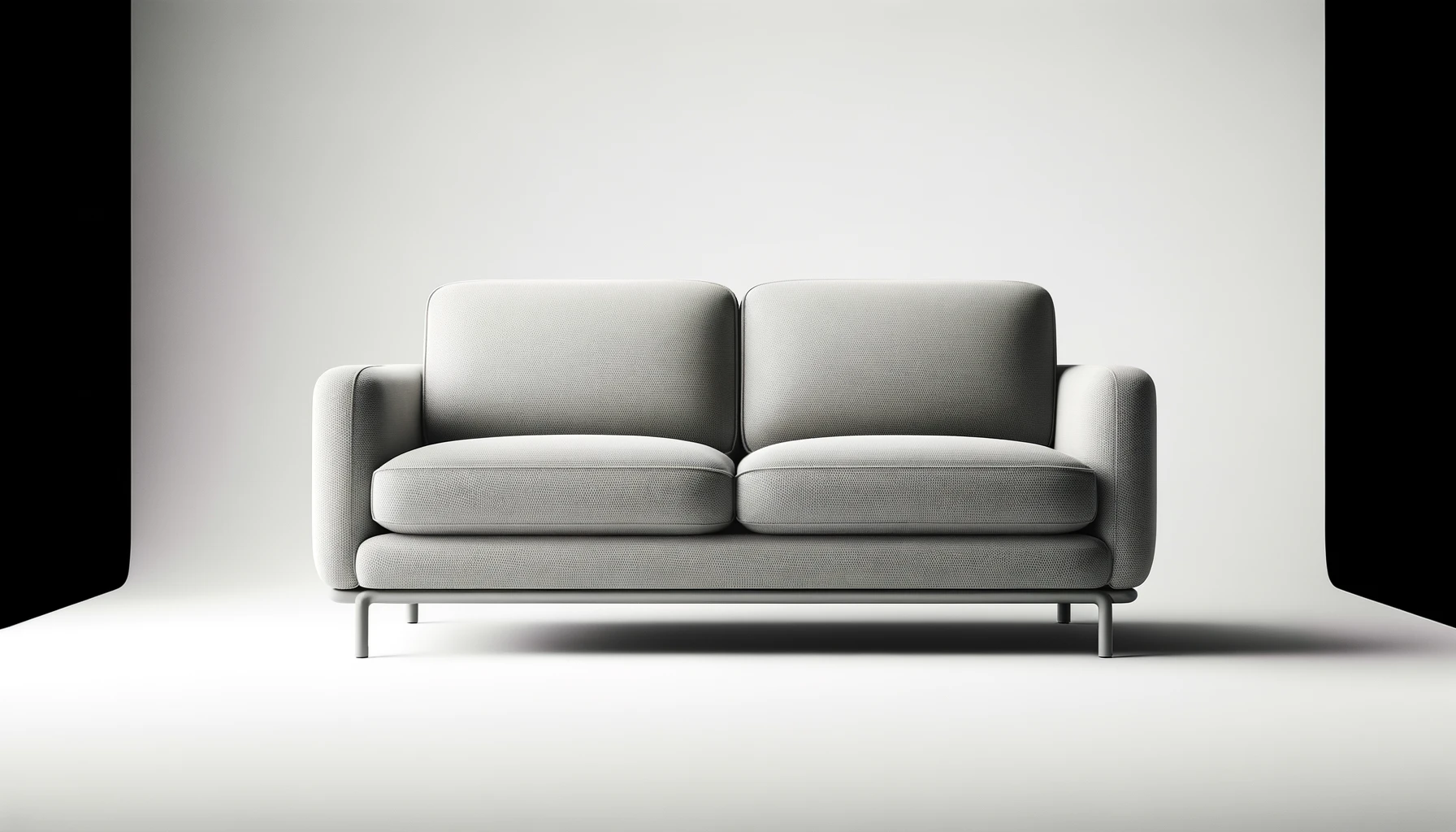 DALL·E-2024-04-22-10.16.00-A-modern-two-seater-sofa-with-a-simple-and-sleek-design-covered-in-a-light-gray-stretch-fabric-that-fits-tightly-over-its-form-giving-it-a-smooth-u