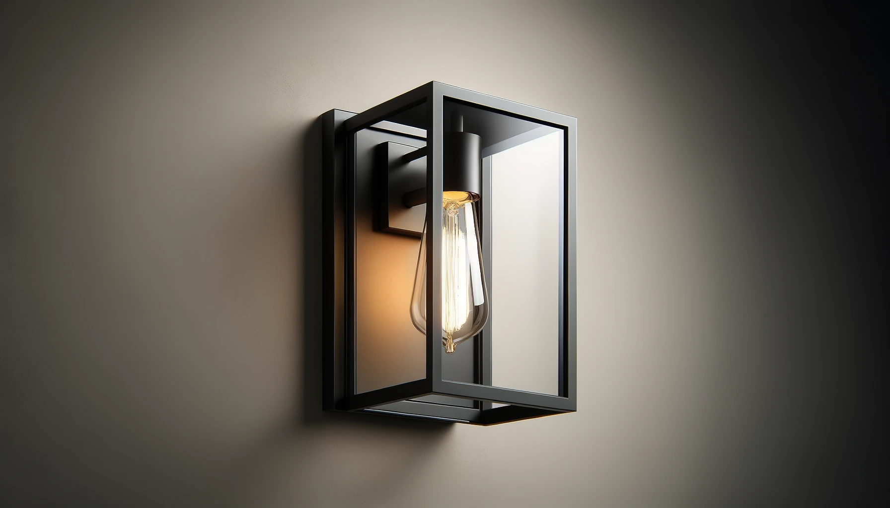 DALL·E-2024-04-22-11.18.04-A-contemporary-outdoor-wall-lantern-with-a-sleek-geometric-design.-The-fixture-has-a-matte-black-rectangular-frame-and-a-simple-backplate-that-mounts