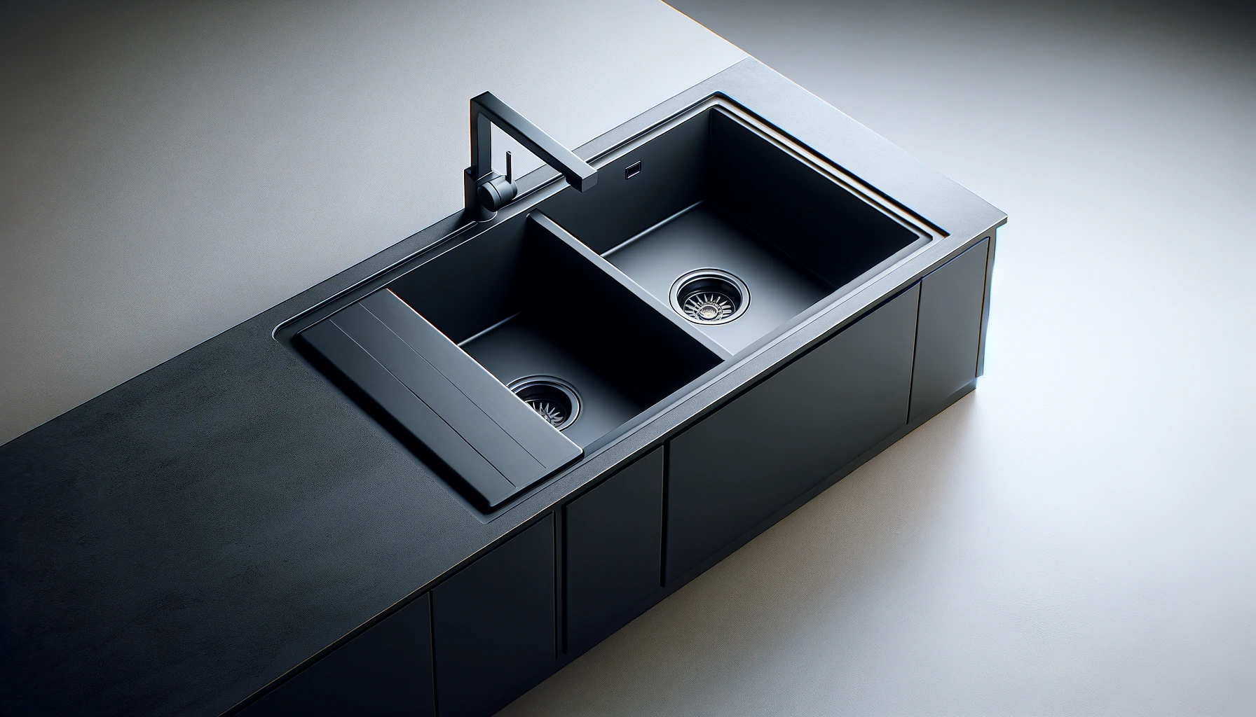 DALL·E-2024-04-29-13.25.55-A-high-definition-image-of-a-dual-basin-kitchen-sink-with-a-modern-design-in-full-HD-16_9-aspect-ratio.-The-sink-is-matte-black-with-a-sleek-angular