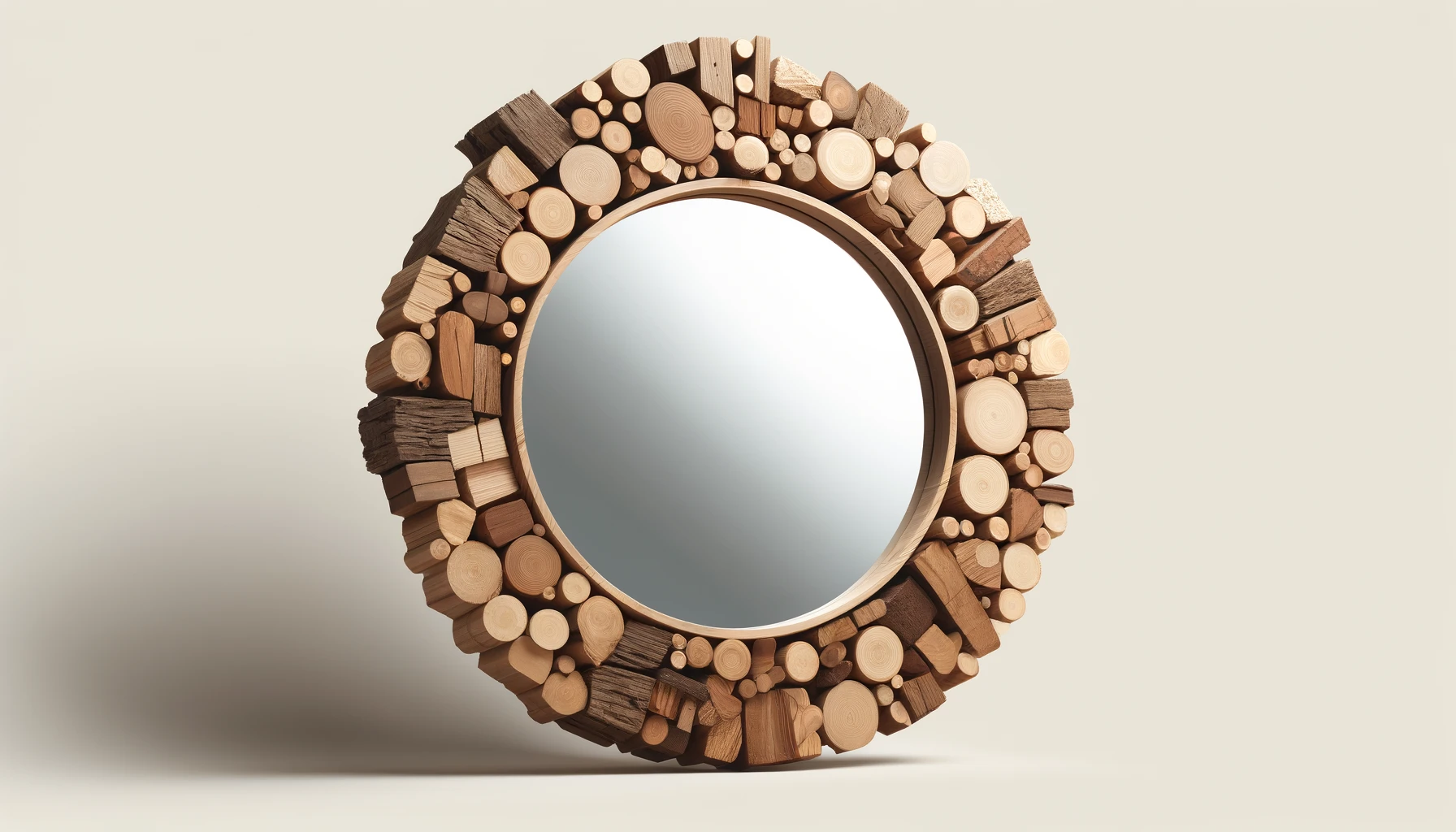DALL·E-2024-04-30-14.33.49-Create-a-16_9-FullHD-image-of-a-decorative-round-mirror-framed-with-pieces-of-teak-wood.-The-frame-should-consist-of-various-sizes-and-shapes-of-teak-
