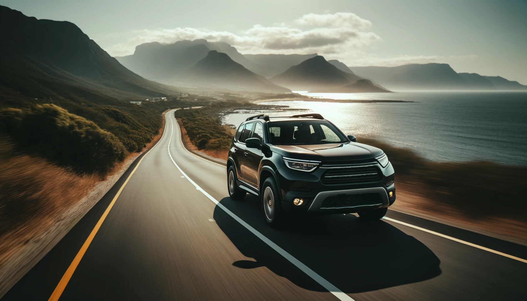 DALL·E-2024-05-02-07.17.37-Un-SUV-noir-equipe-dune-boite-de-toit-roulant-sur-une-route-cotiere-sinueuse.-La-scene-montre-un-paysage-cotier-avec-des-montagnes-au-loin-et-la-mer