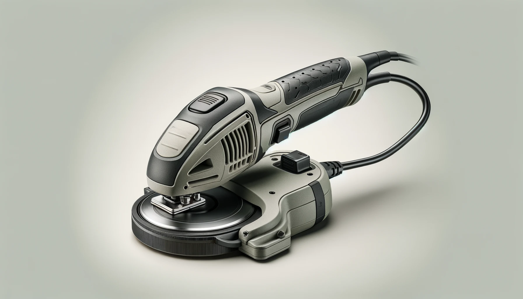DALL·E-2024-05-02-07.26.21-Une-ponceuse-orbitale-electrique-de-couleur-grise-avec-un-disque-de-poncage-noir-en-bas.-Loutil-possede-une-poignee-ergonomique-sur-le-dessus-pour-un
