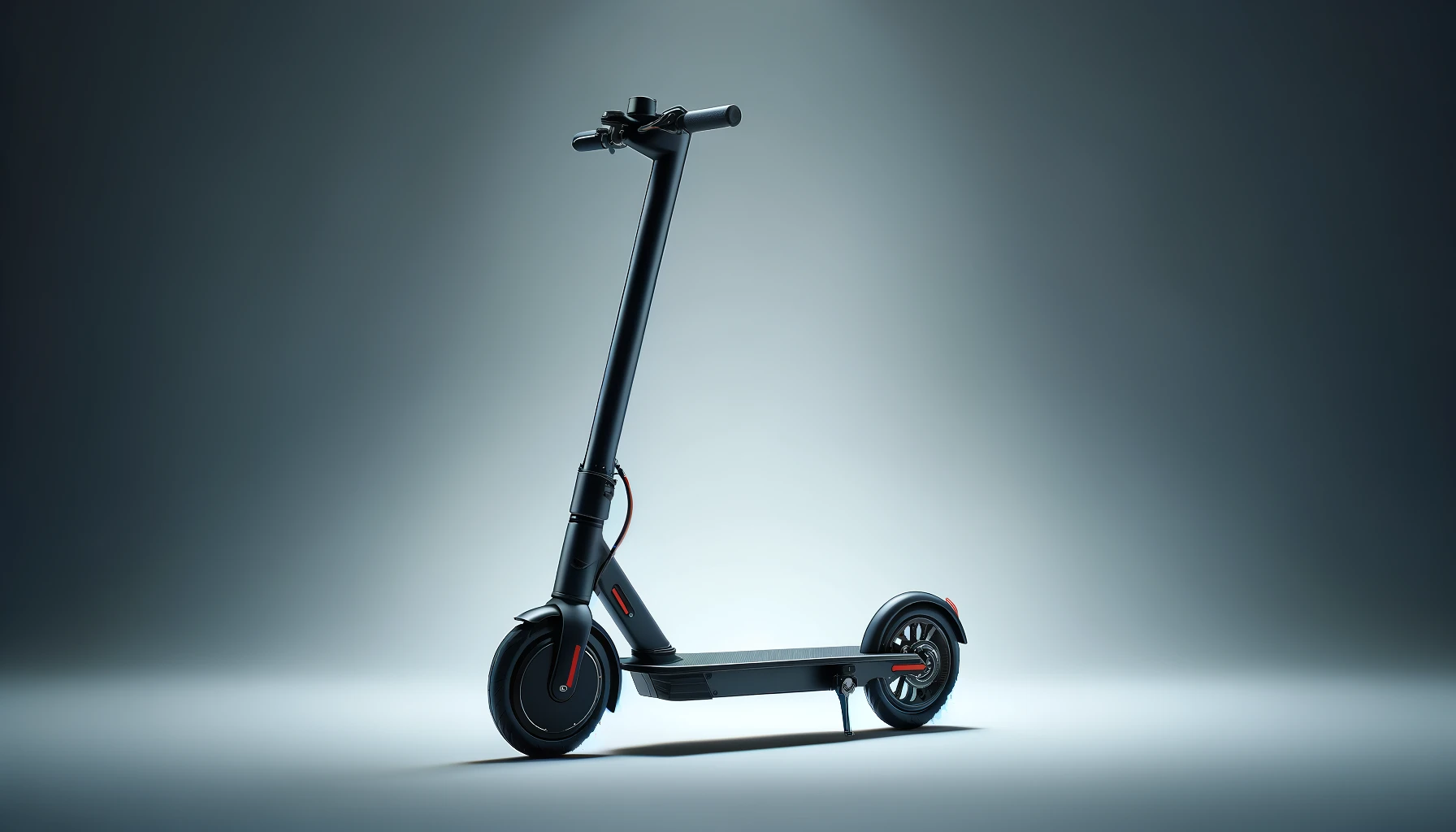 DALL·E-2024-05-02-09.06.20-A-modern-electric-scooter-with-a-matte-black-frame-featured-in-a-horizontal-format.-The-scooter-is-equipped-with-black-wheels-and-red-accents-on-the-