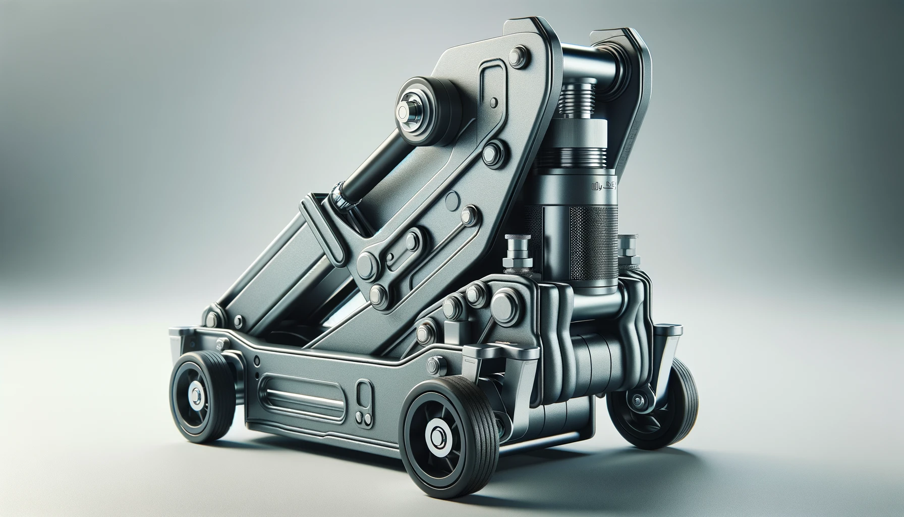 DALL·E-2024-05-02-10.34.01-A-gray-hydraulic-jack-for-garage-use-featuring-metallic-components-and-visible-brand-markings-on-the-handle.-The-jack-is-equipped-with-wheels-for-eas