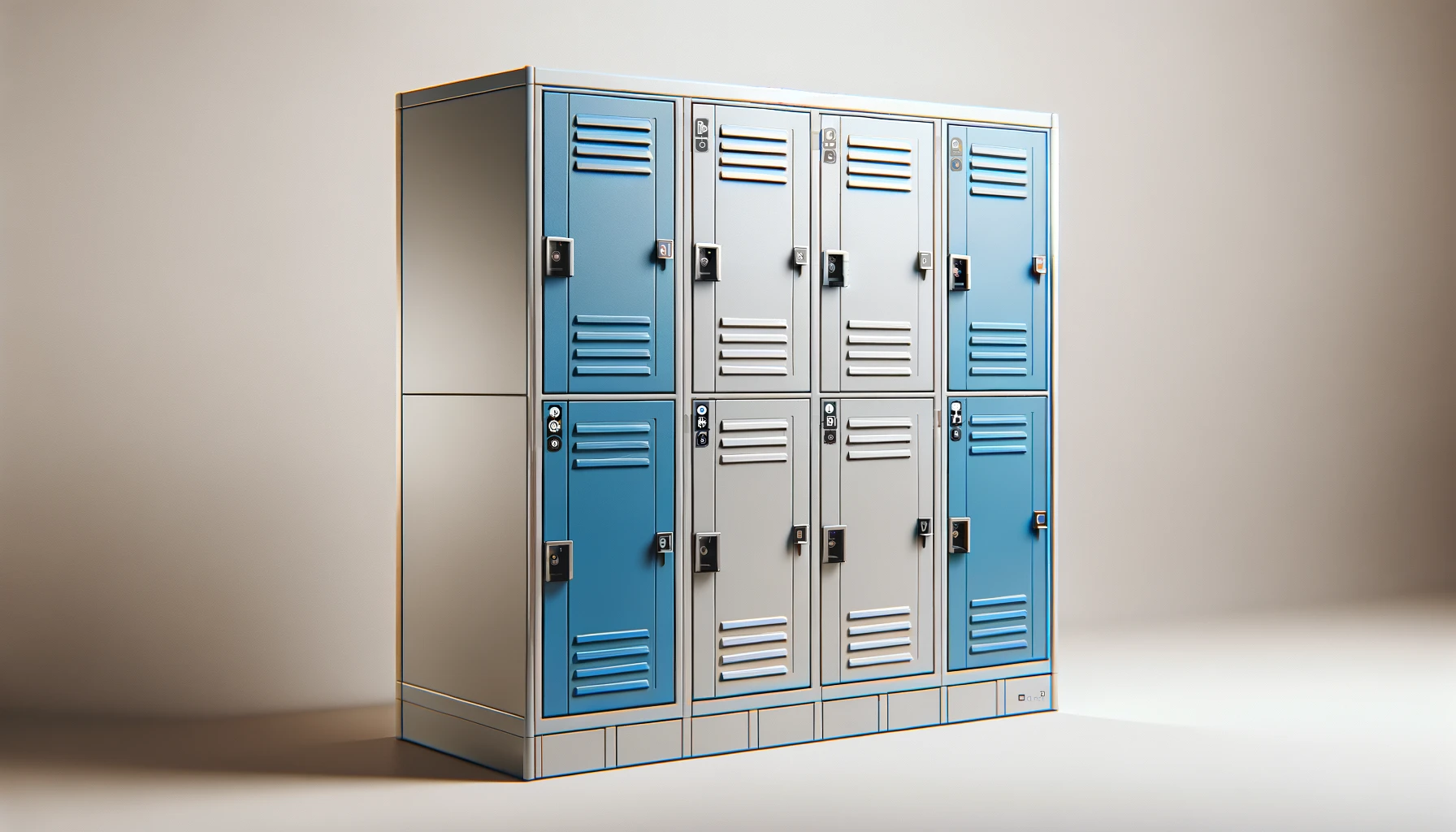 DALL·E-2024-05-03-13.56.22-Create-a-16_9-FullHD-image-of-a-locker-cabinet-featuring-a-modern-two-tone-design-with-light-grey-and-blue-steel.-The-cabinet-should-have-a-total-of-n