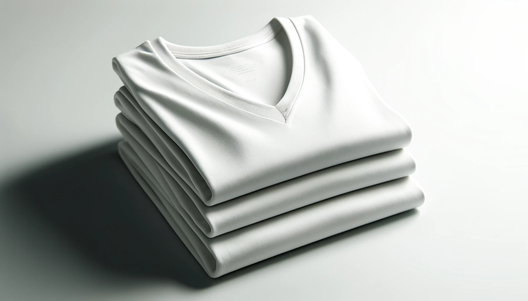 DALL·E-2024-05-20-12.37.16-Three-white-V-neck-t-shirts-stacked-and-placed-on-a-white-surface.-The-t-shirts-are-identical-neatly-folded-and-aligned-with-a-soft-texture-and-V-n