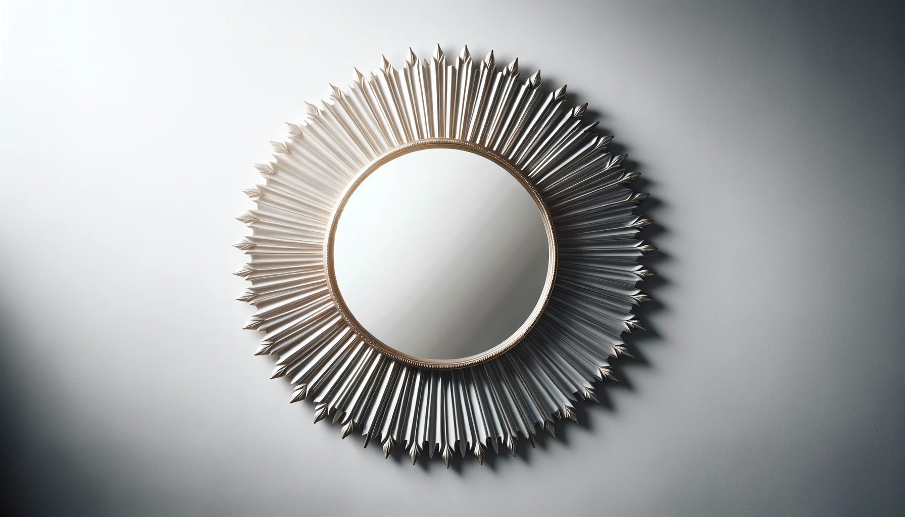 DALL·E-2024-05-20-13.50.12-A-round-mirror-with-a-sunburst-frame.-The-background-is-white.-The-lighting-is-soft-and-uniform-highlighting-the-details-and-structure-of-the-mirror