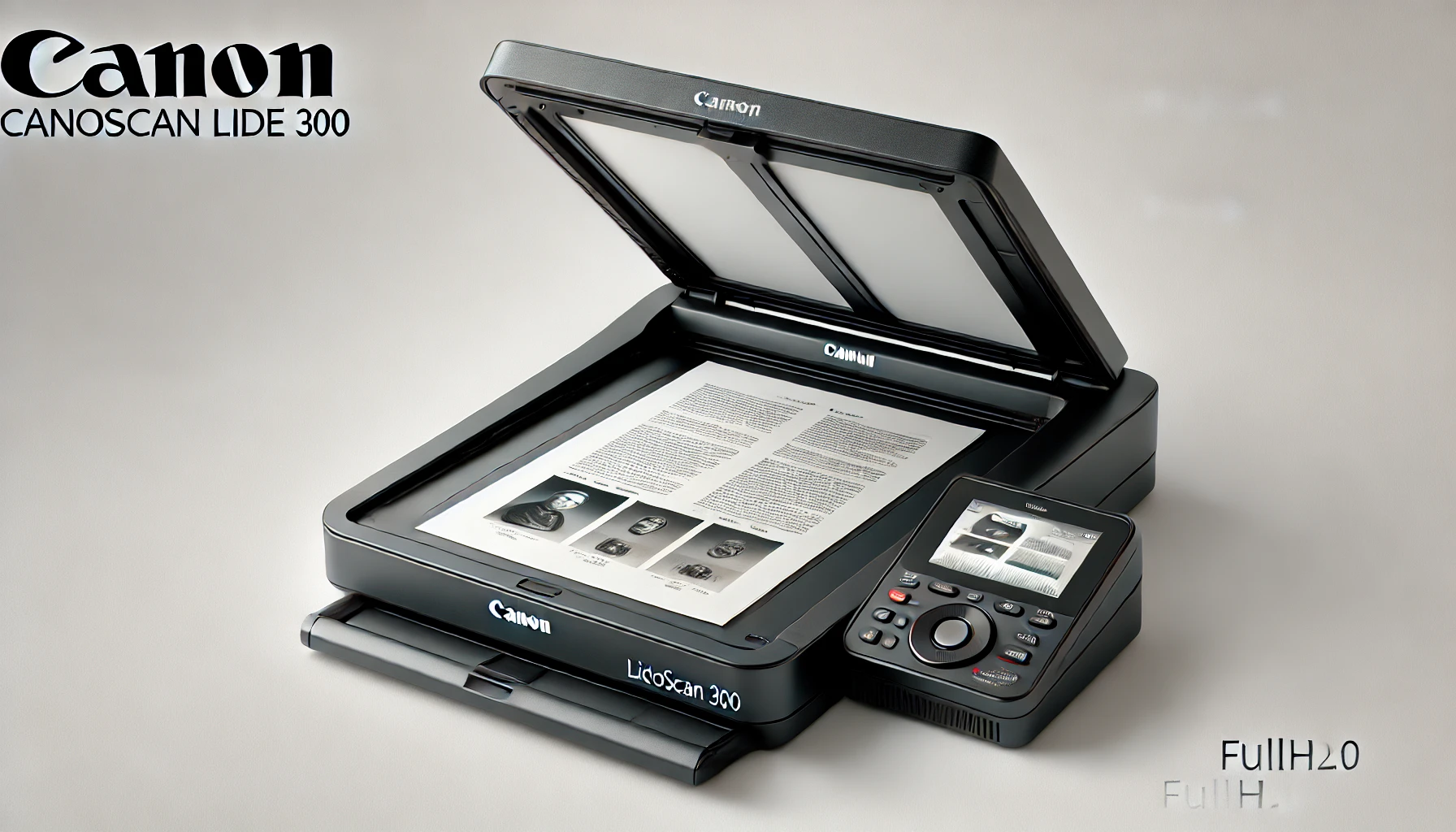 DALL·E-2024-07-15-13.24.04-A-Canon-CanoScan-LiDE-300-flatbed-scanner-black-in-color-designed-for-desktop-use.-It-uses-a-USB-2.0-connection.-A-document-is-visible-inside-the-sc