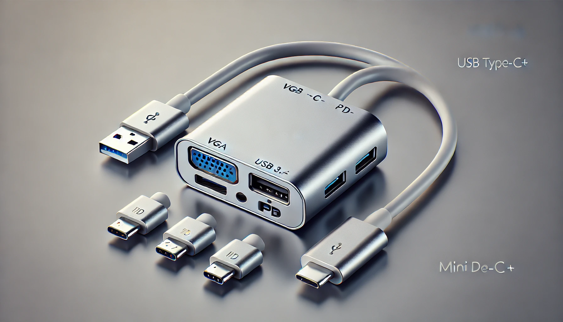 DALL·E-2024-07-15-15.29.18-A-mini-dock-USB-TYPE-C-with-VGA-USB-3.0-and-PD-Power-Delivery-ports.-The-mini-dock-is-silver-in-color-with-a-compact-design-and-an-integrated-USB