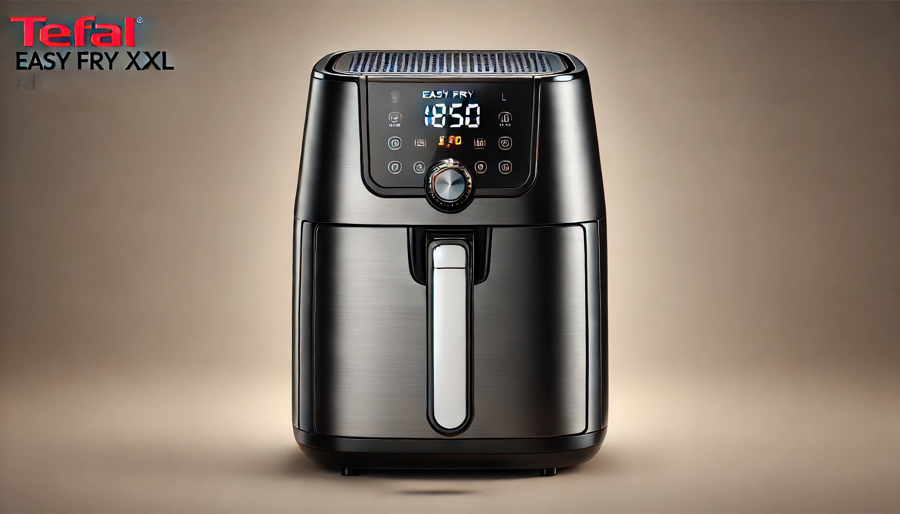 DALL·E 2024-07-25 14.06.44 - High-quality image of a Tefal Easy Fry XXL EY701D air fryer with 1850W power and 5.6L capacity. The fryer is black with stainless steel accents. It fe