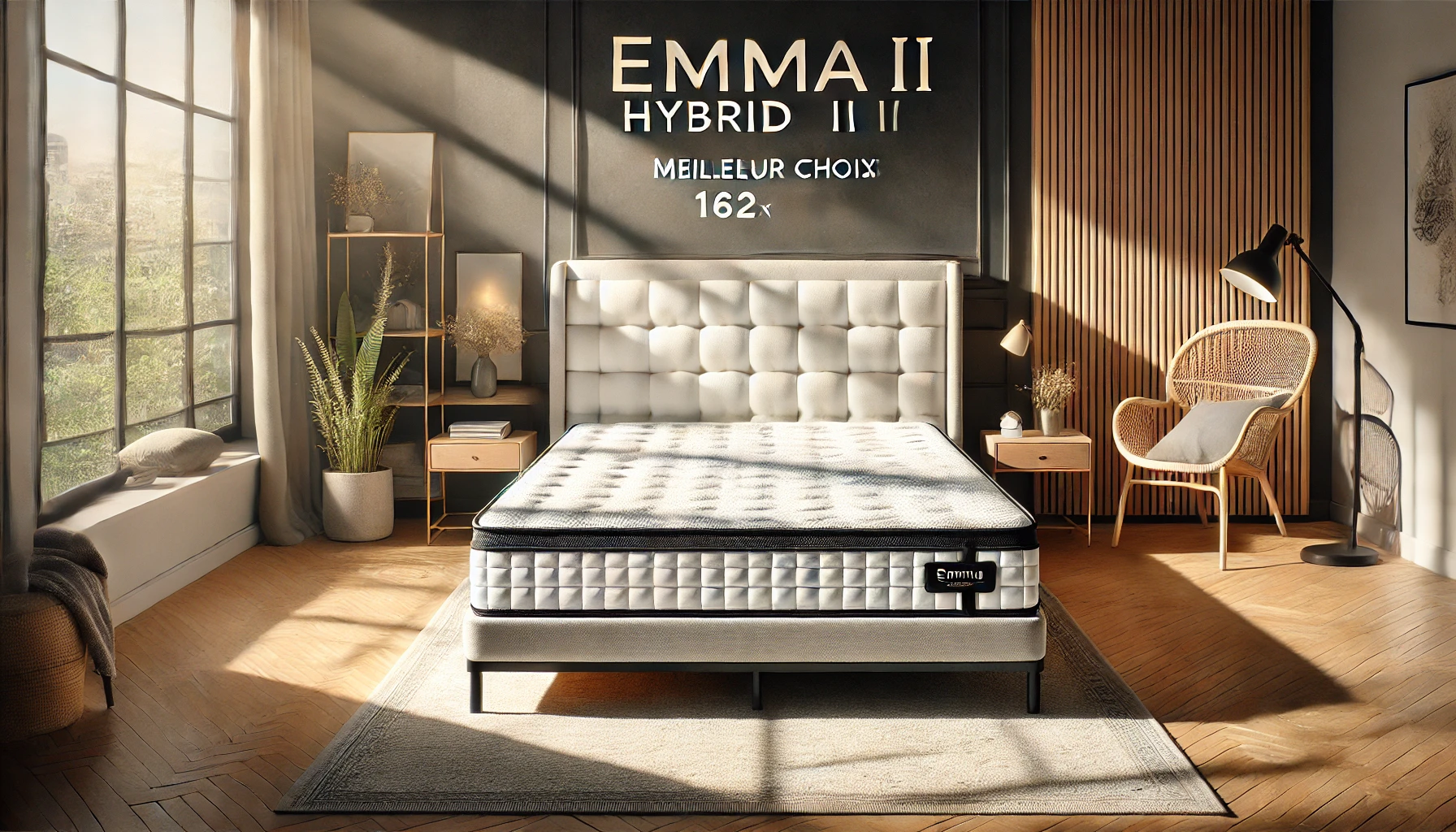 DALL·E 2024-07-26 12.13.45 - A high-quality horizontal image of an Emma Hybrid II mattress in a 160x200 size. The mattress features a combination of memory foam and springs, provi