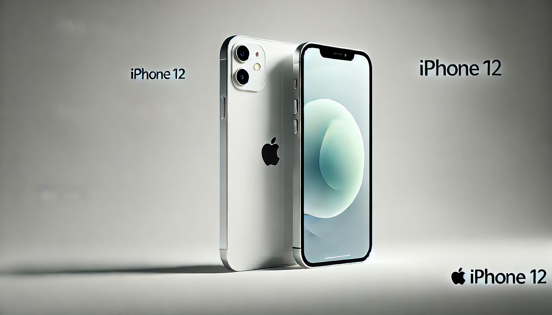 DALL·E 2024-08-13 16.56.53 - A high-quality commercial photograph of an iPhone 12 in white color, with a clean and minimalistic background. The phone is shown from the back and fr