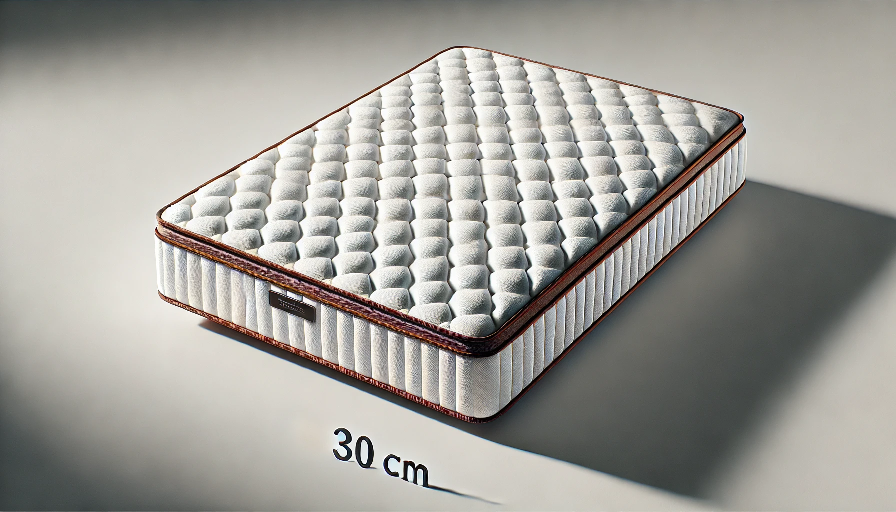 DALL·E 2024-08-16 13.39.37 - A high-resolution image of a 30 cm thick memory foam mattress, model 'Imperial.' The mattress features a quilted white cover on top with brown sides,