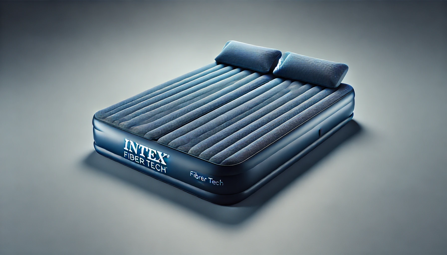 DALL·E 2024-08-16 15.27.31 - A high-resolution image of an Intex Fiber Tech inflatable airbed for two persons. The bed is in a Blue Navy color and features a grooved surface for e