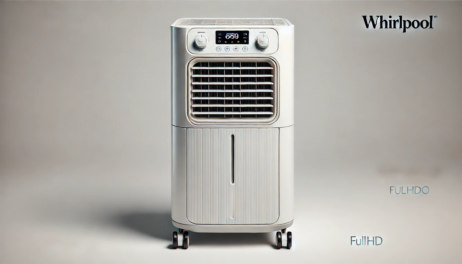 DALL·E 2024-09-03 16.26.35 - An image of a portable air conditioner from the Whirlpool brand, model PACHW2900CO. The air conditioner is white and has a rectangular shape with roun