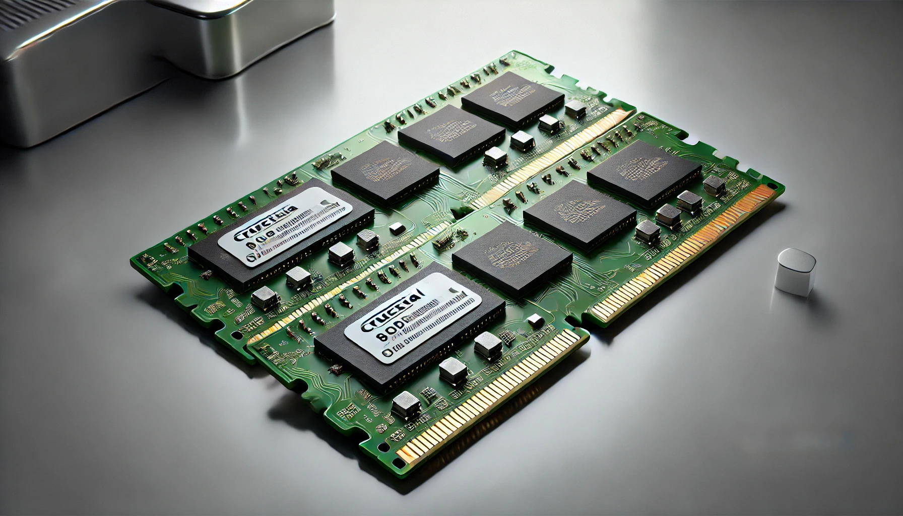 DALL·E-2025-02-11-18.12.59-A-high-quality-digital-rendering-of-a-set-of-two-Crucial-8GB-DDR3L-1600-MHz-RAM-modules-designed-for-laptops.-Each-module-features-a-sleek-green-PCB-w