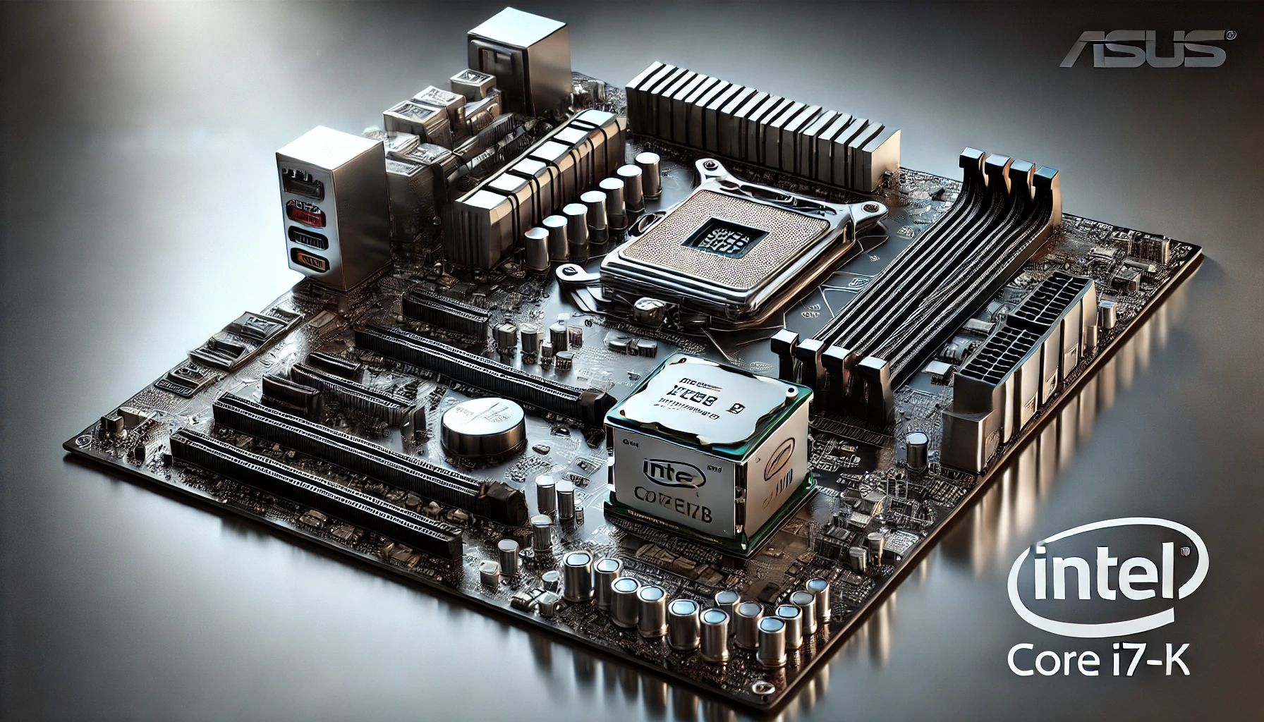 DALL·E-2025-02-11-18.15.47-A-high-quality-digital-rendering-of-a-PC-motherboard-kit-featuring-an-ASUS-H61M-K-motherboard-an-Intel-Core-i7-3770-processor-and-16GB-of-DDR3-RAM.-