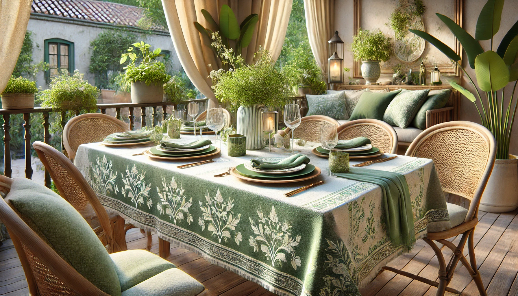 DALL·E 2025-02-12 11.04.40 - A high-quality digital rendering of the 'Pistache' tablecloth, designed for natural elegance and a summer ambiance. The tablecloth features a soft gre