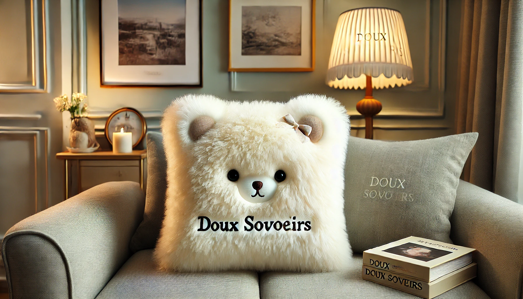 DALL·E 2025-02-12 12.24.23 - A cozy and plush cushion cover named 'Doux Souvenirs', designed to provide warmth and comfort. The cushion cover has an ultra-soft faux fur texture wi