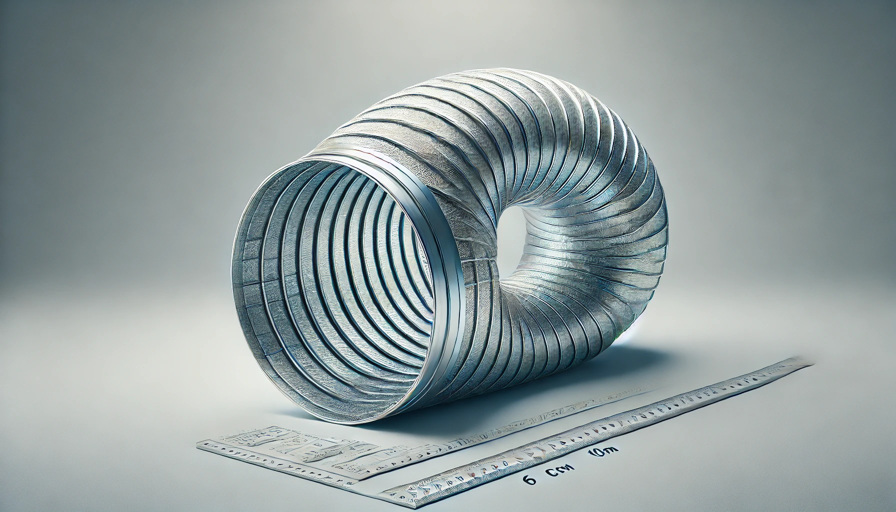 DALL·E 2025-02-12 14.59.37 - An insulated aluminum ventilation duct, measuring 6 meters in length and 10 cm in diameter. This flexible and durable duct is designed for efficient a