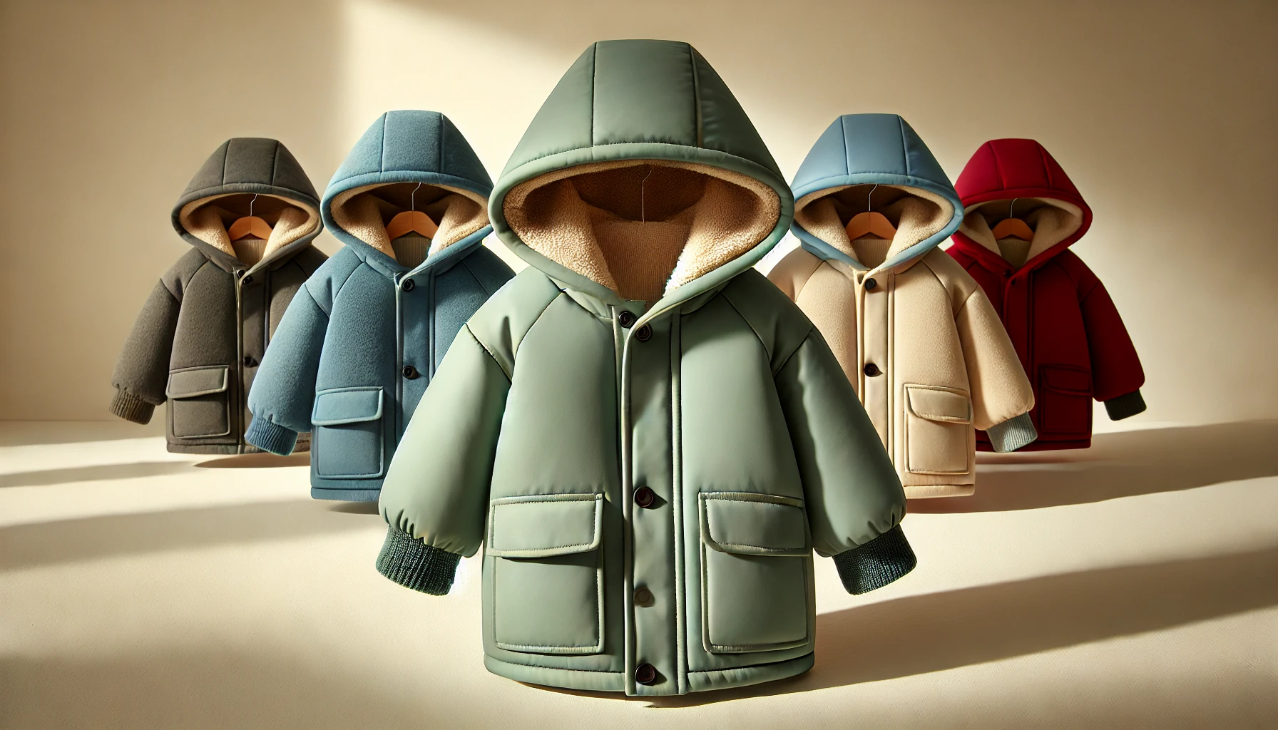 DALL·E 2025-02-13 12.32.40 - A cozy and stylish children's hooded winter coat, perfect for cold weather. The coat is long, warm, and features a soft inner lining in the hood for e