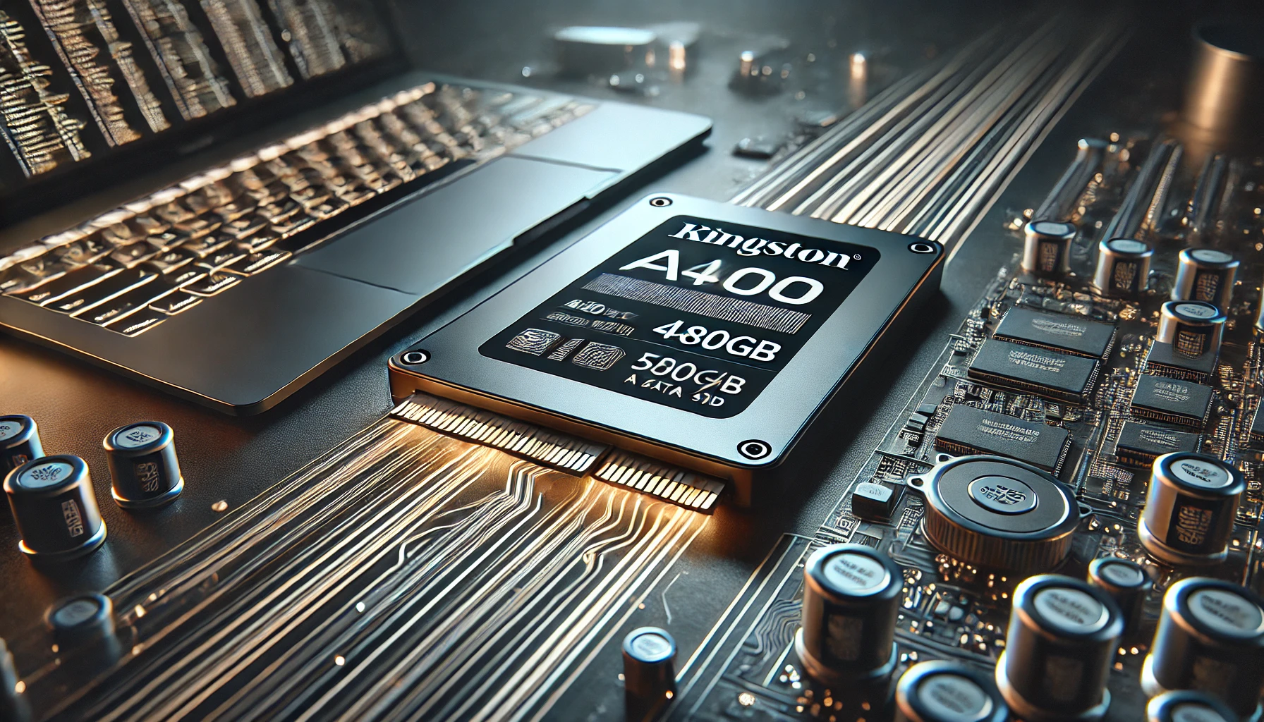 DALL·E 2025-02-13 14.53.27 - A high-performance Kingston A400 480GB 2.5-inch SATA III SSD, designed to boost PC startup and loading speeds. Featuring a 6Gb_s SATA III interface, t