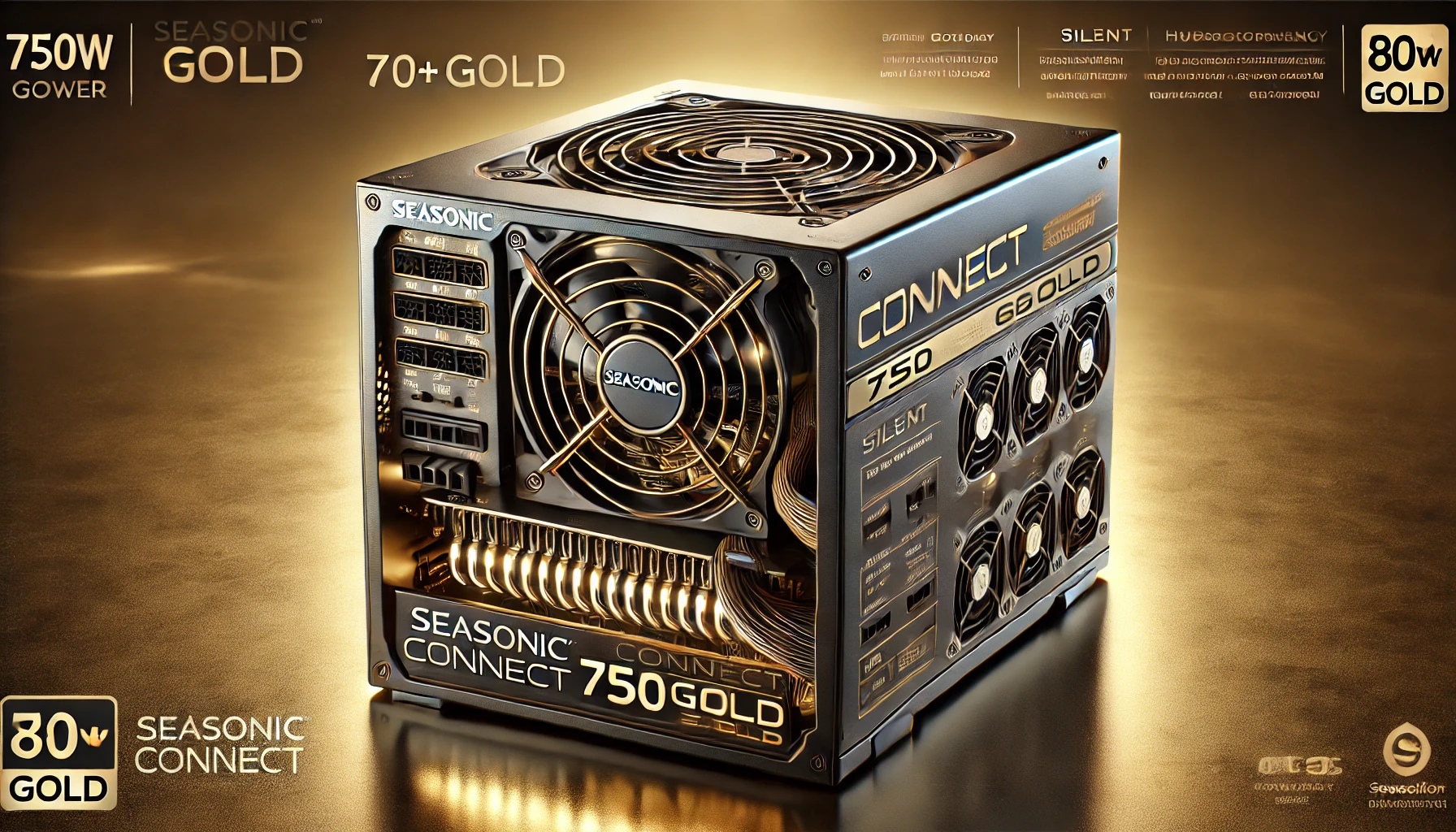 DALL·E 2025-02-13 15.05.52 - A high-performance Seasonic Connect 750 Gold modular power supply, designed for optimal cable management and energy efficiency. Featuring 750W of powe