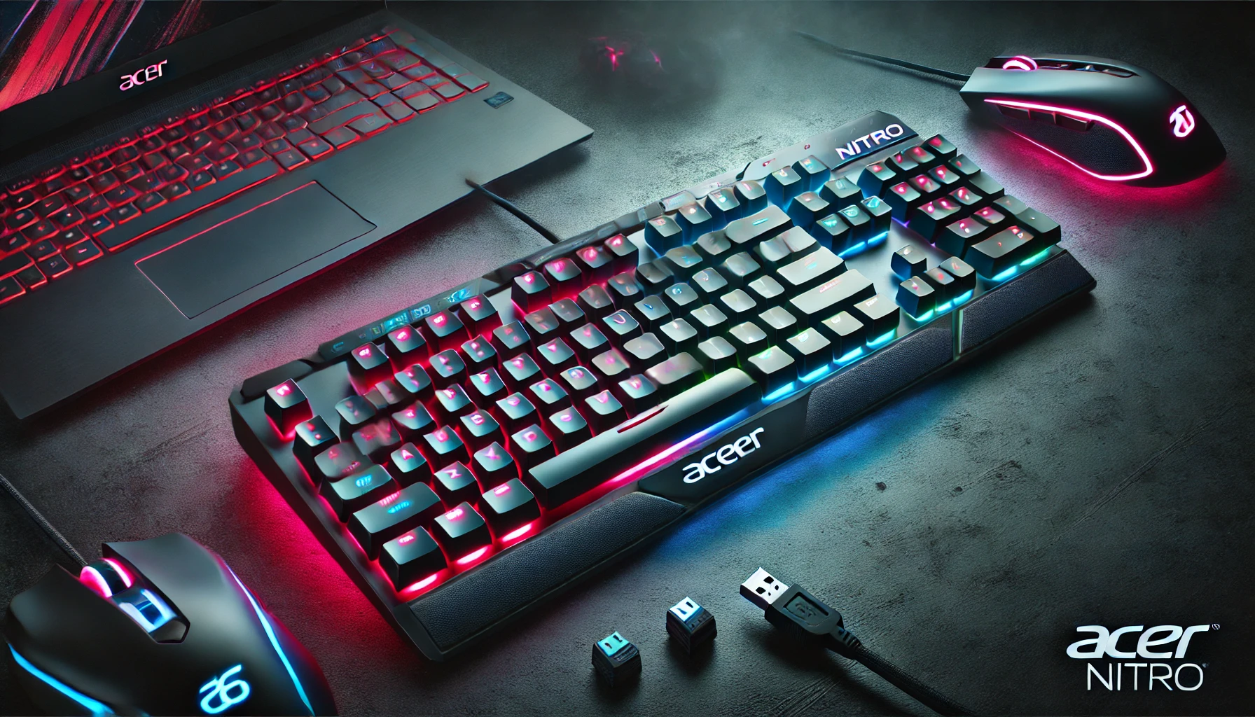 DALL·E 2025-02-13 15.42.24 - A high-performance Acer Nitro gaming keyboard in AZERTY FR layout, designed for precision, responsiveness, and style. Featuring a compact and ergonomi