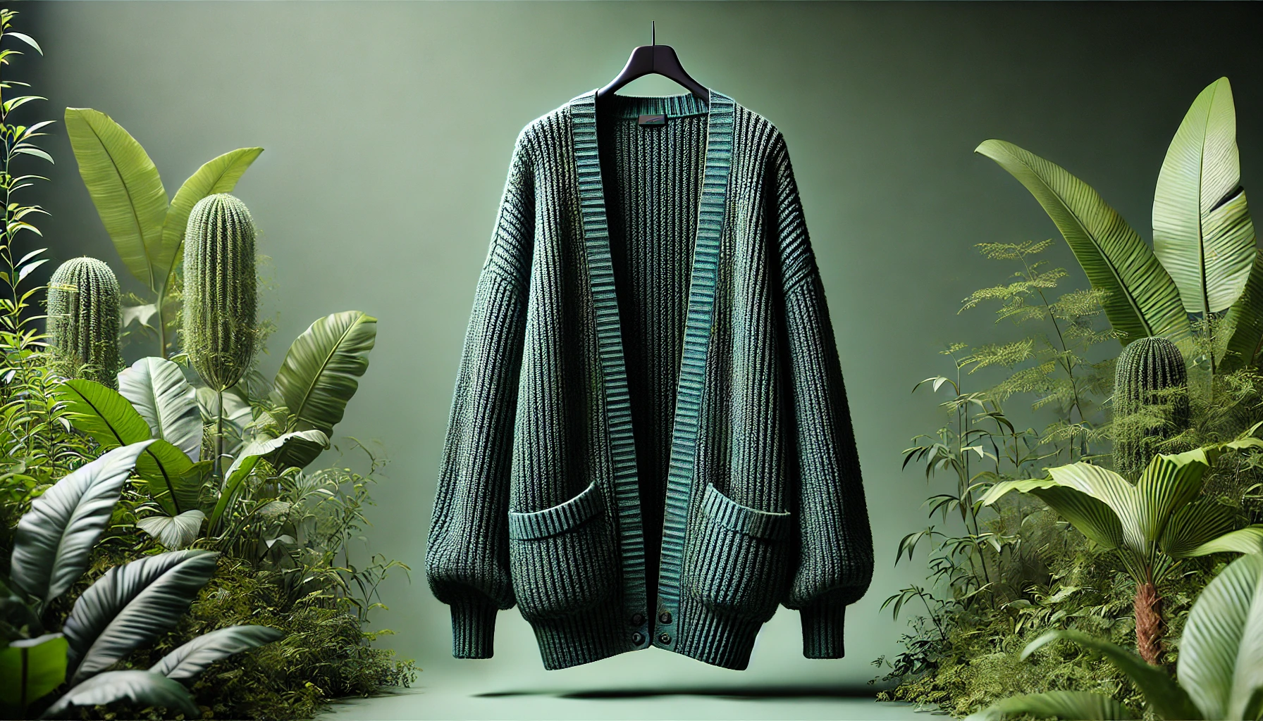 DALL·E 2025-02-18 17.45.11 - A realistic digital rendering of a women's cardigan named 'Floraison'. The cardigan is made from soft, lightweight knit fabric, providing warmth while