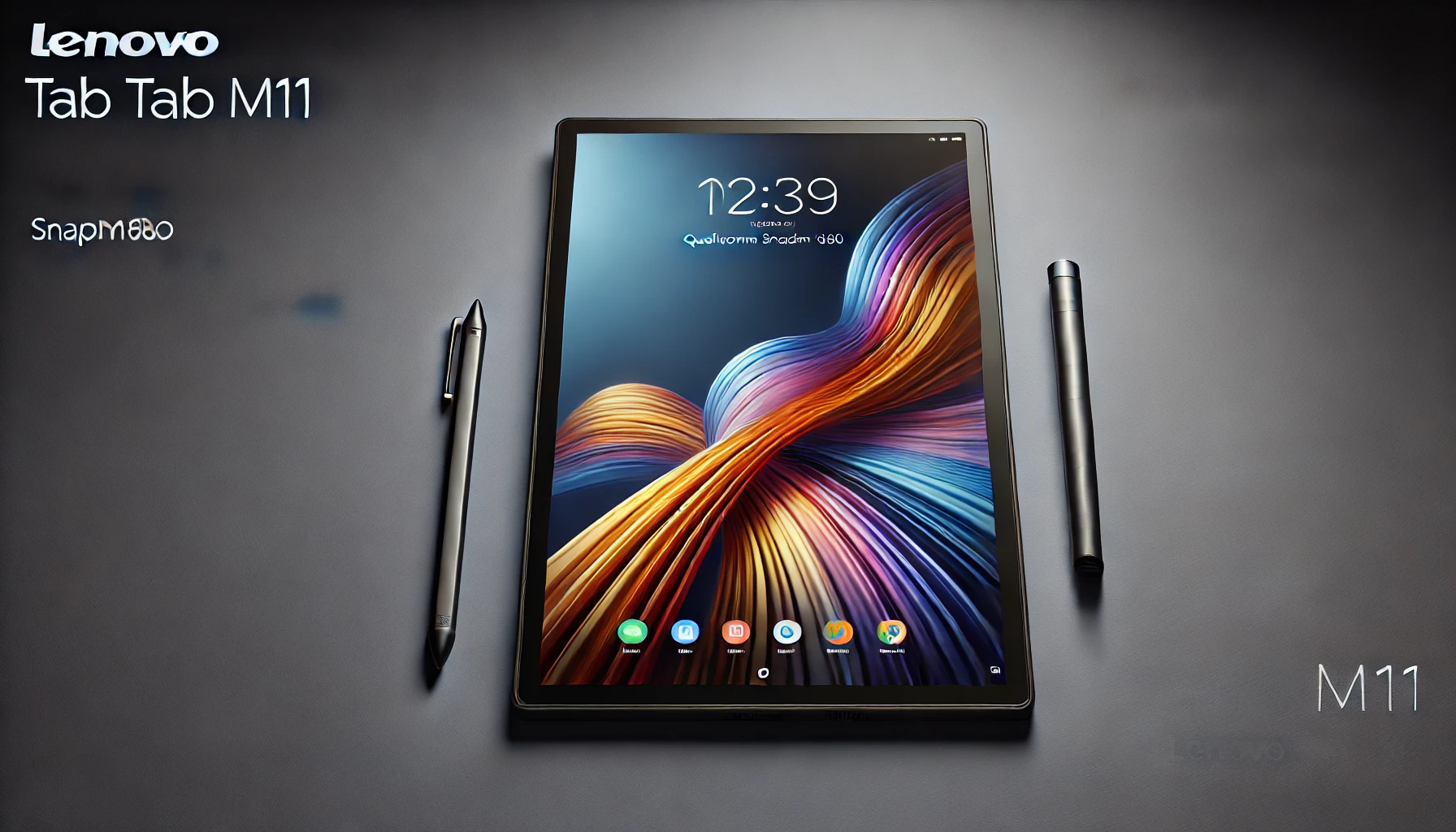 DALL·E 2025-02-18 18.31.10 - A realistic digital rendering of the Lenovo Tab M11 tablet. The tablet features a sleek, modern design with an 11-inch immersive display, ideal for wo