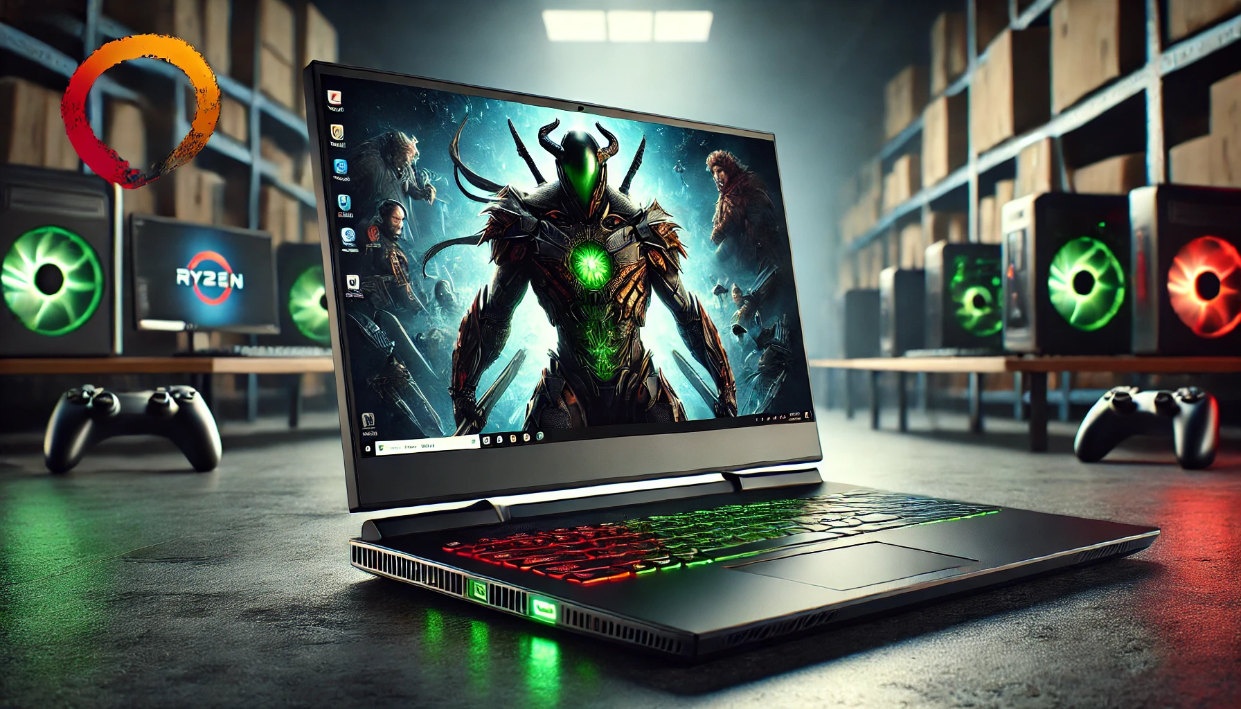 DALL·E 2025-02-18 18.43.07 - A realistic digital rendering of the HP Pavilion Gaming 15-ec2143nf laptop. The laptop features a sleek and aggressive design, perfect for gaming and