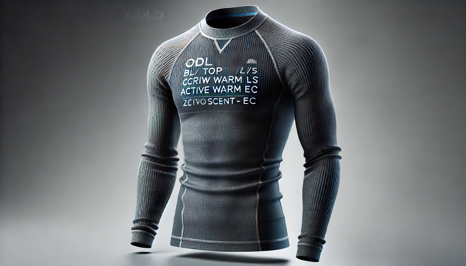 DALL·E 2025-02-19 12.10.21 - A realistic digital rendering of the ODLO BL TOP CREW NECK L_S ACTIVE WARM EC kids' thermal base layer. The long-sleeve top is designed for optimal wa