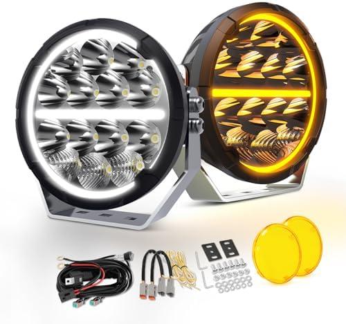 Ne manquez pas le combo parfait : projecteurs LED ronds pour longue portée et yeux de diable programmables pour camions et voitures!